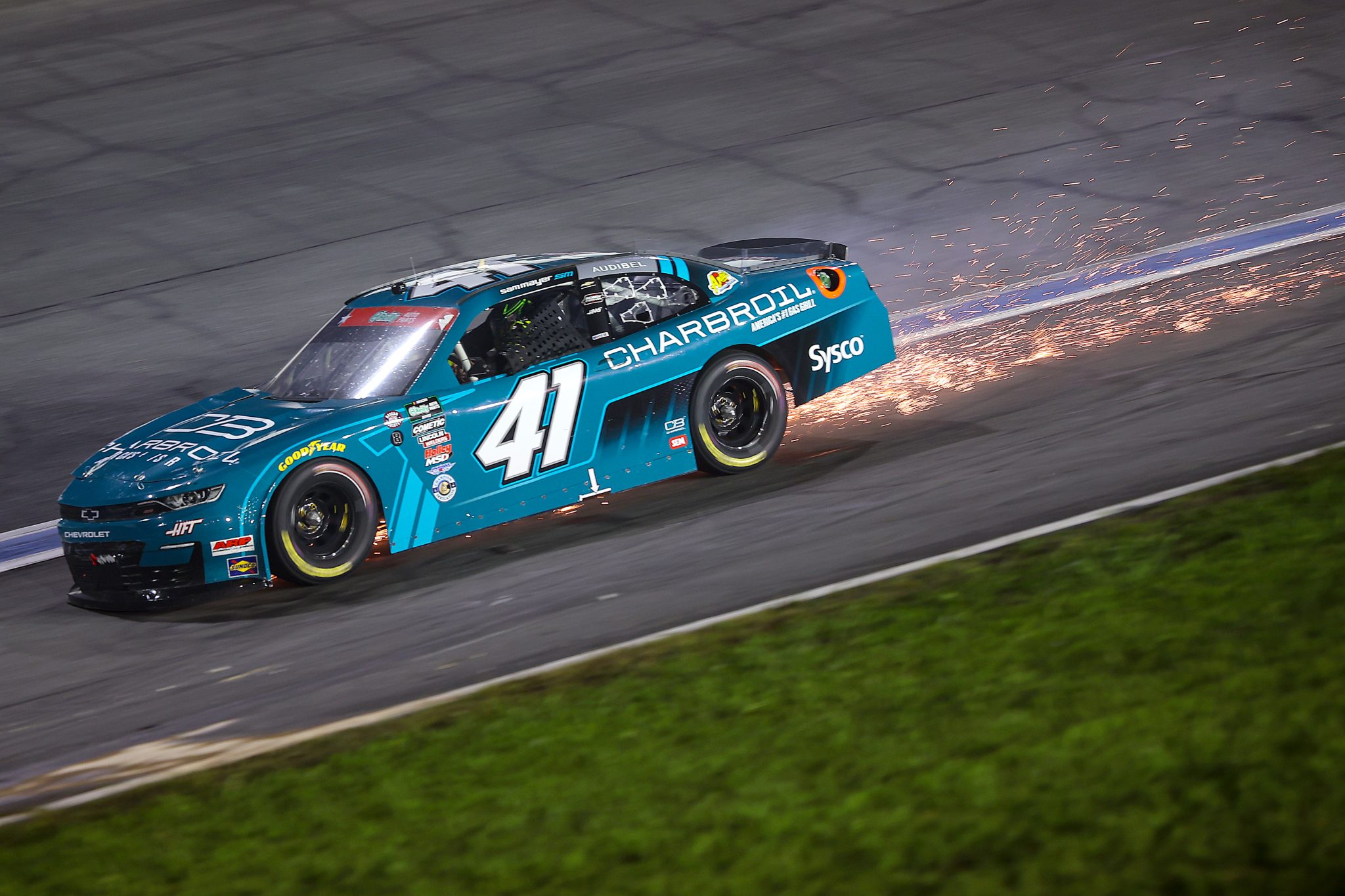 CONCORD, NORTH CAROLINA - MAY 23: Sam Mayer, driver of the #41 Charbroil Chevrolet, drives after an on-track incident during the NASCAR O'Reilly Auto Parts Series Charbroil 300 at Charlotte Motor Speedway on May 23, 2026 in Concord, North Carolina. (Photo by Jonathan Bachman/Getty Images) | Getty Images