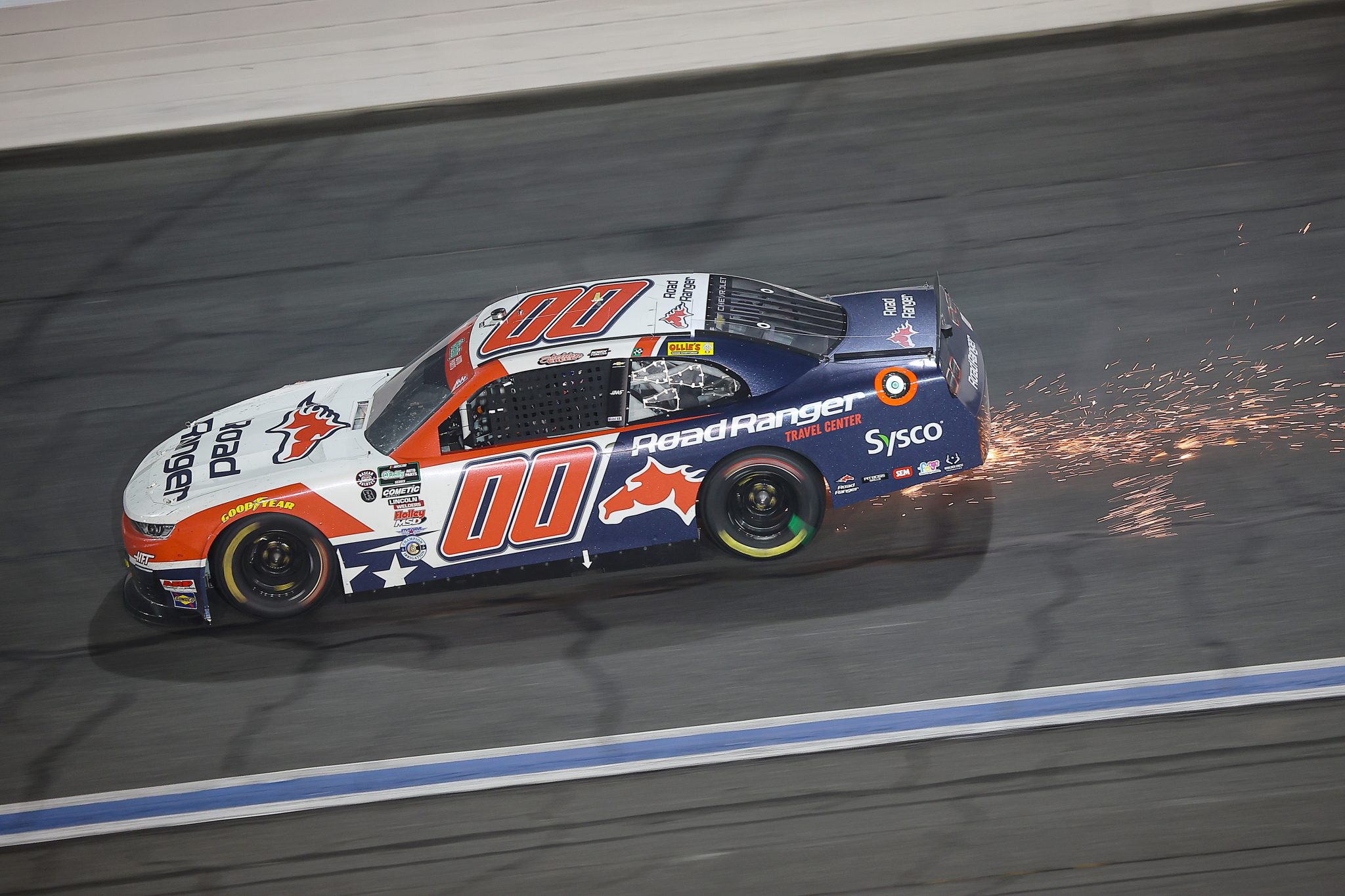 CONCORD, NORTH CAROLINA - MAY 23: Sheldon Creed, driver of the #00 Road Ranger Chevrolet, drives after an on-track incident during the NASCAR O'Reilly Auto Parts Series Charbroil 300 at Charlotte Motor Speedway on May 23, 2026 in Concord, North Carolina. (Photo by Jonathan Bachman/Getty Images) | Getty Images