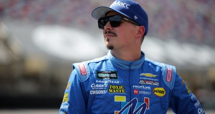 BRISTOL, TENNESSEE - APRIL 11: Brennan Poole, driver of the #44 Macc Door Systems Chevrolet, looks on during qualifying for the NASCAR O'Reilly Auto Parts Series Suburban Propane 300 at Bristol Motor Speedway on April 11, 2026 in Bristol, Tennessee. (Photo by Jonathan Bachman/Getty Images) | Getty Images