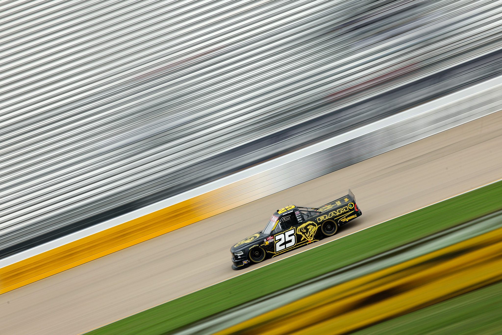 LEBANON, TENNESSEE - MAY 29: Carson Ferguson, driver of the #25 Nothing Stops Nashville RAM, drives during practice for the NASCAR Craftsman Truck Series Allegiance 200 at Nashville Superspeedway on May 29, 2026 in Lebanon, Tennessee. (Photo by Jonathan Bachman/Getty Images) | Getty Images
