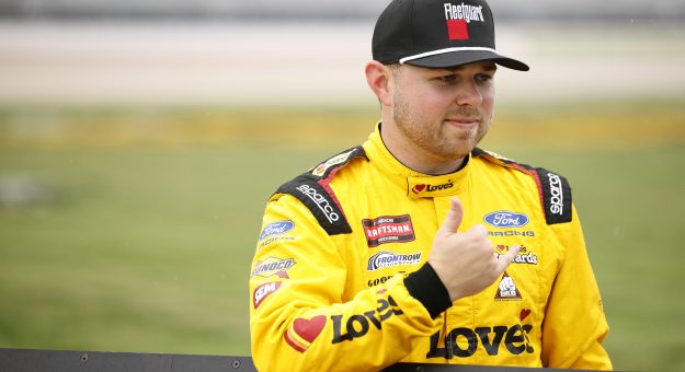 LEBANON, TENNESSEE - MAY 29: Layne Riggs, driver of the #34 Love's Travel Stops/Fleetguard Ford, looks on during qualifying for the NASCAR Craftsman Truck Series Allegiance 200 at Nashville Superspeedway on May 29, 2026 in Lebanon, Tennessee. (Photo by Sean Gardner/Getty Images) | Getty Images