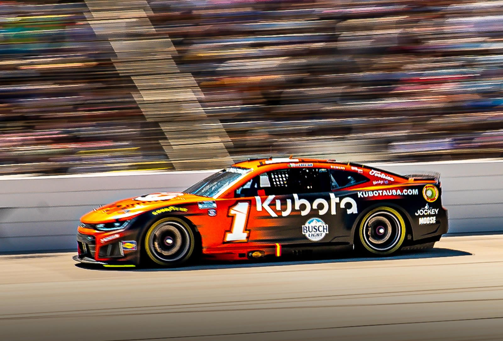FORT WORTH, TEXAS - MAY 03: Ross Chastain, driver of the #1 Kubota Chevrolet, races during the NASCAR Cup Series Würth 400 presented by LIQUI MOLY at Texas Motor Speedway on May 03, 2026 in Fort Worth, Texas. (Photo from Trackhouse Racing)