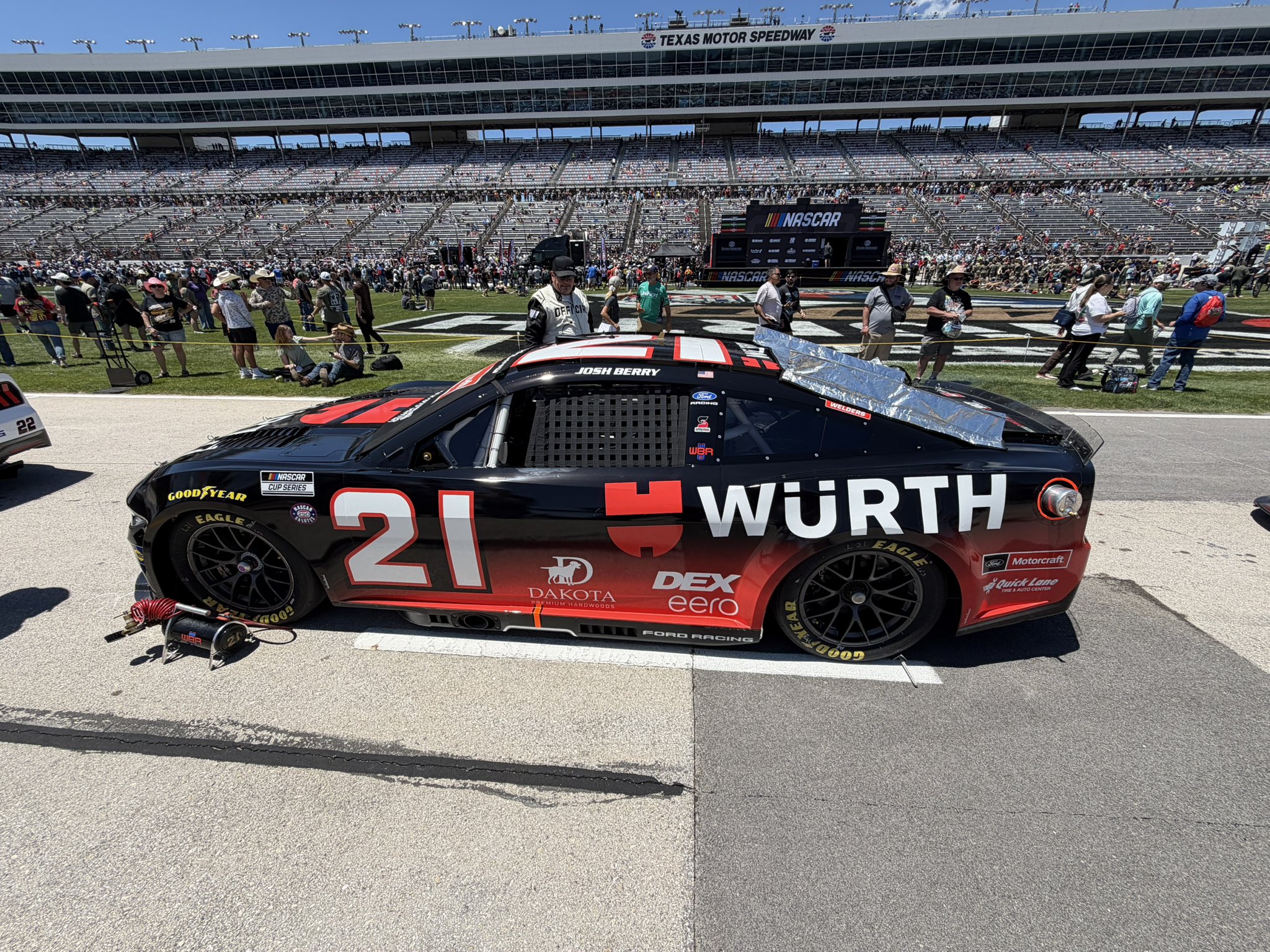 FORT WORTH, TEXAS - MAY 03: Josh Berry's #21 Wurth Ford, prior to the NASCAR Cup Series Würth 400 presented by LIQUI MOLY at Texas Motor Speedway on May 03, 2026 in Fort Worth, Texas. (Photo taken by Dustin Albino of Jayski.com)
