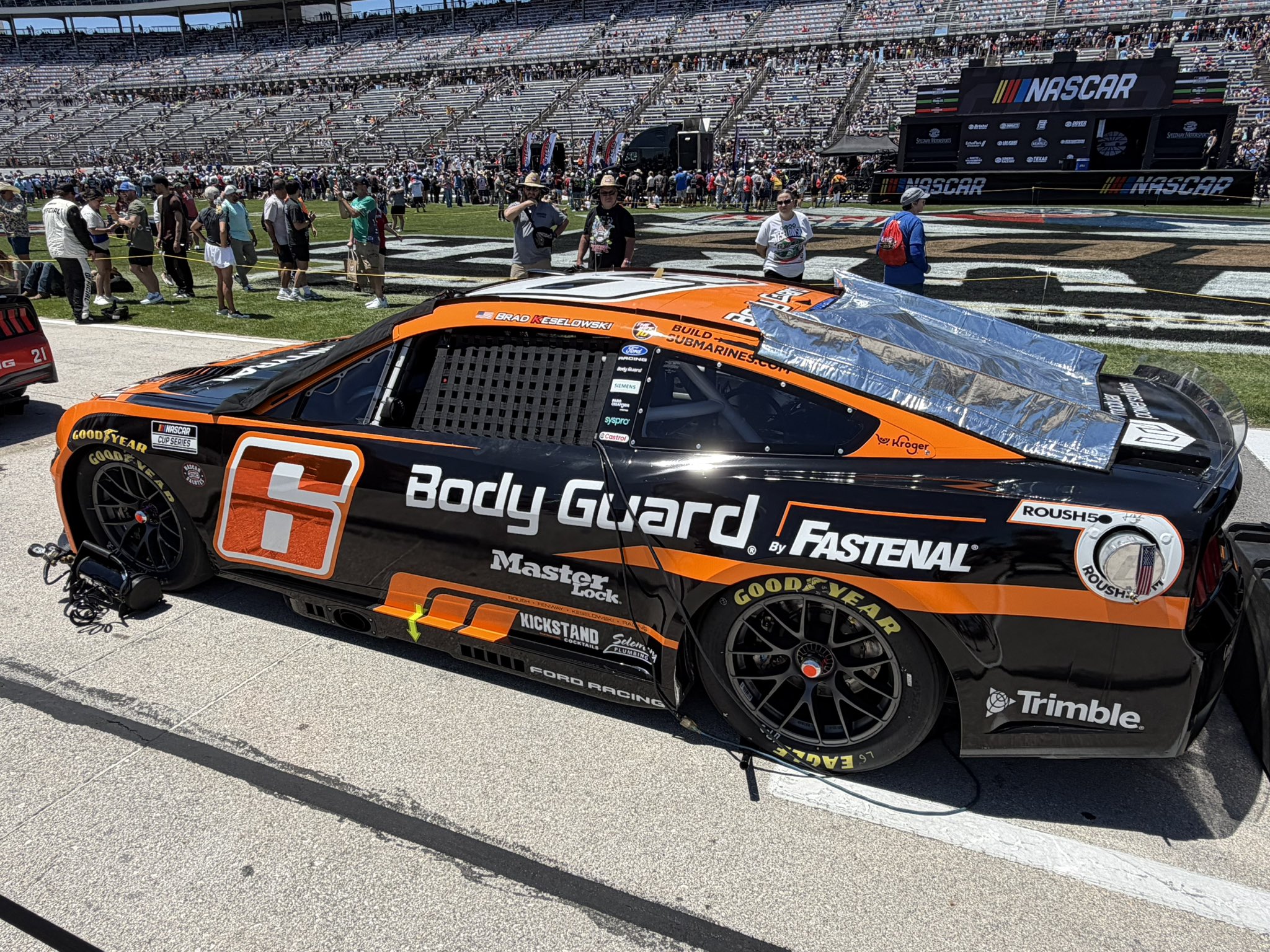 FORT WORTH, TEXAS - MAY 03: Brad Keselowski's #6 Body Guard Ford, prior to the NASCAR Cup Series Würth 400 presented by LIQUI MOLY at Texas Motor Speedway on May 03, 2026 in Fort Worth, Texas. (Photo taken by Dustin Albino of Jayski.com)