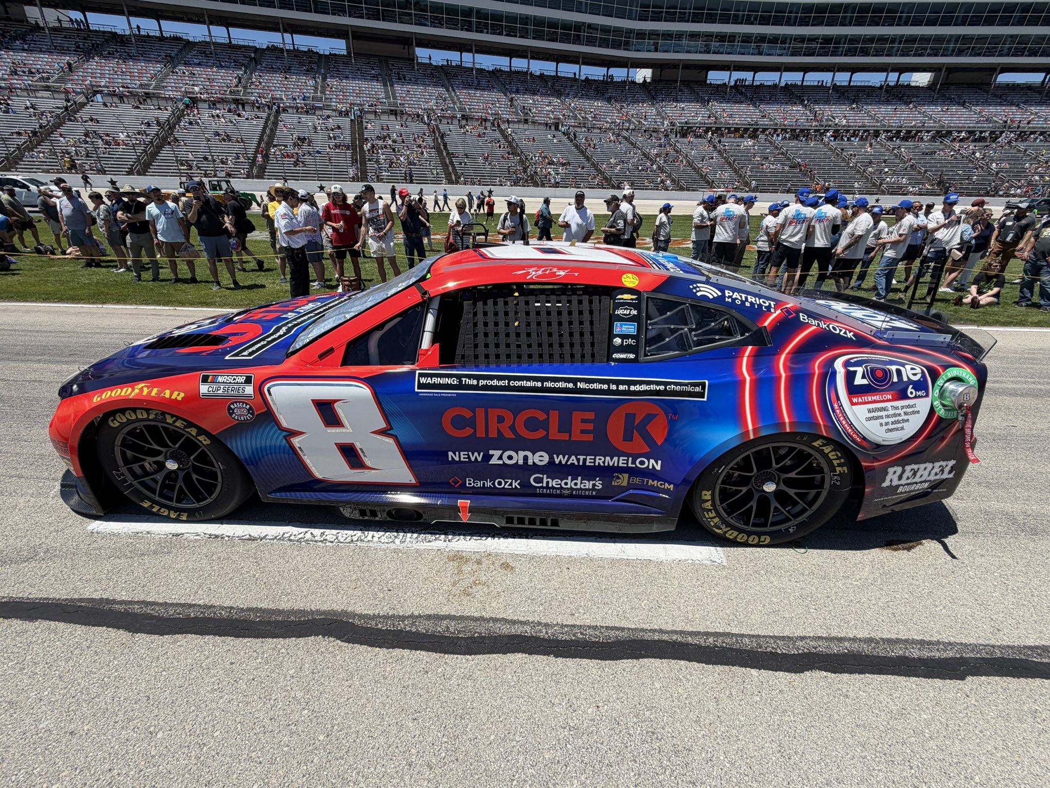 FORT WORTH, TEXAS - MAY 03: Kyle Busch's #8 zone Watermelon x Circle K Chevrolet, prior to the NASCAR Cup Series Würth 400 presented by LIQUI MOLY at Texas Motor Speedway on May 03, 2026 in Fort Worth, Texas. (Photo taken by Dustin Albino of Jayski.com)