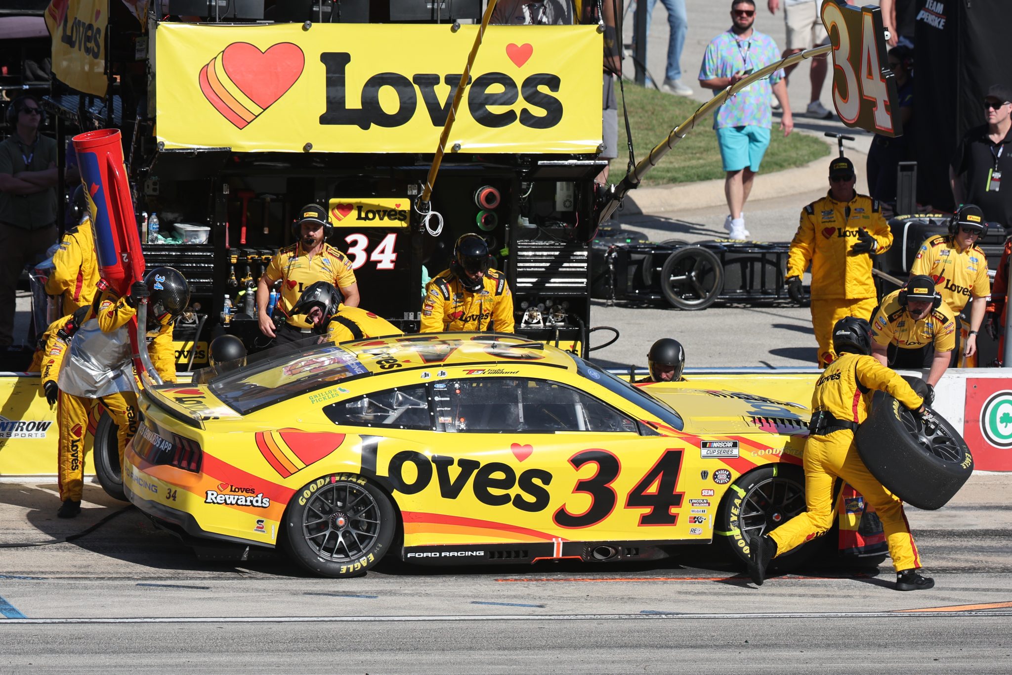 FORT WORTH, TEXAS - MAY 03: Todd Gilliland, driver of the #34 Love's Travel Stops Ford, pits during the NASCAR Cup Series Würth 400 presented by LIQUI MOLY at Texas Motor Speedway on May 03, 2026 in Fort Worth, Texas. (Photo by Logan Riely/Getty Images) | Getty Images