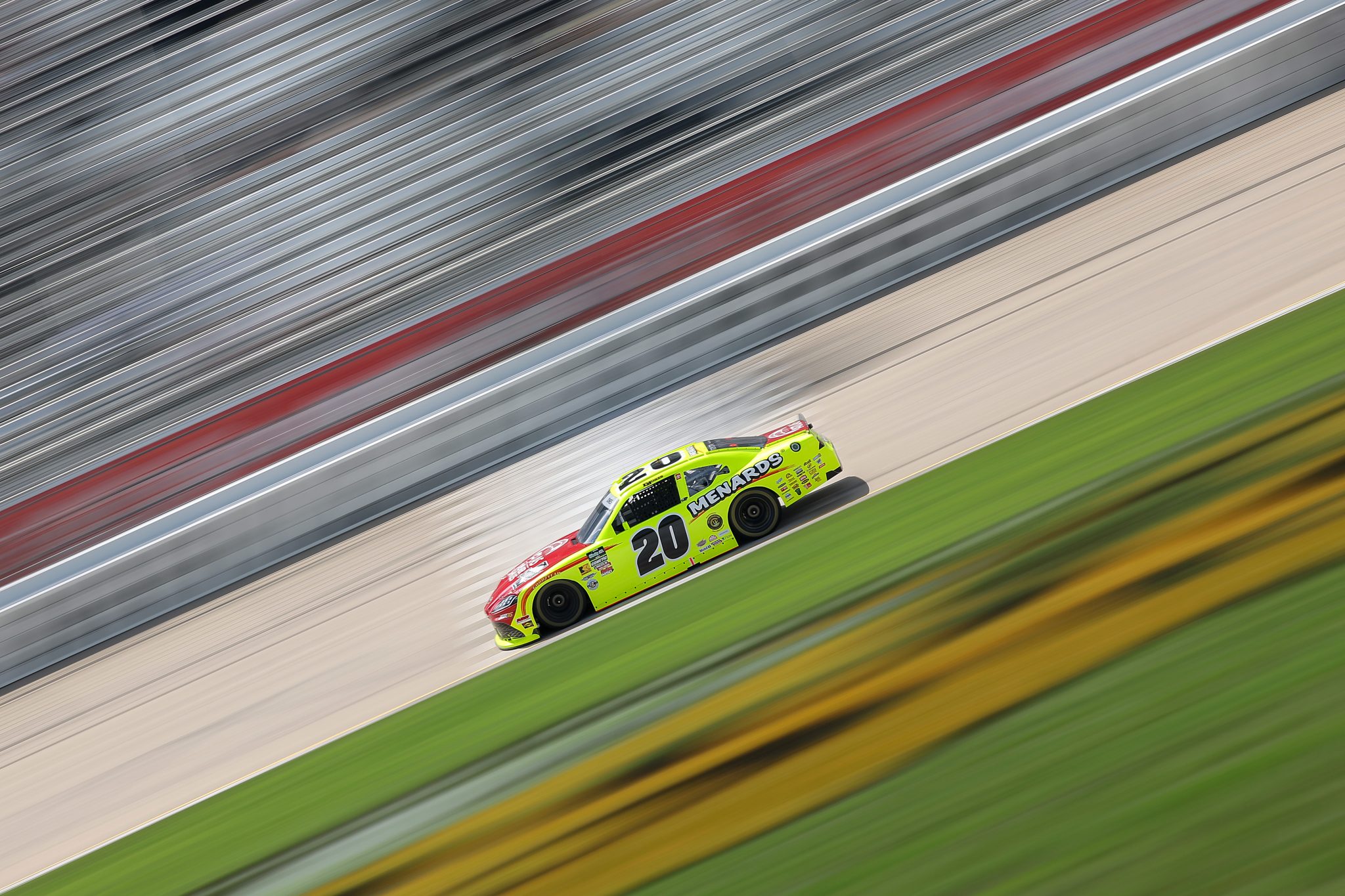 LEBANON, TENNESSEE - MAY 30: Brandon Jones, driver of the #20 Menards/Atlas Toyota, drives during the NASCAR O'Reilly Auto Parts Series  Sports Illustrated Resorts 250 at Nashville Superspeedway on May 30, 2026 in Lebanon, Tennessee. (Photo by Jonathan Bachman/Getty Images) | Getty Images