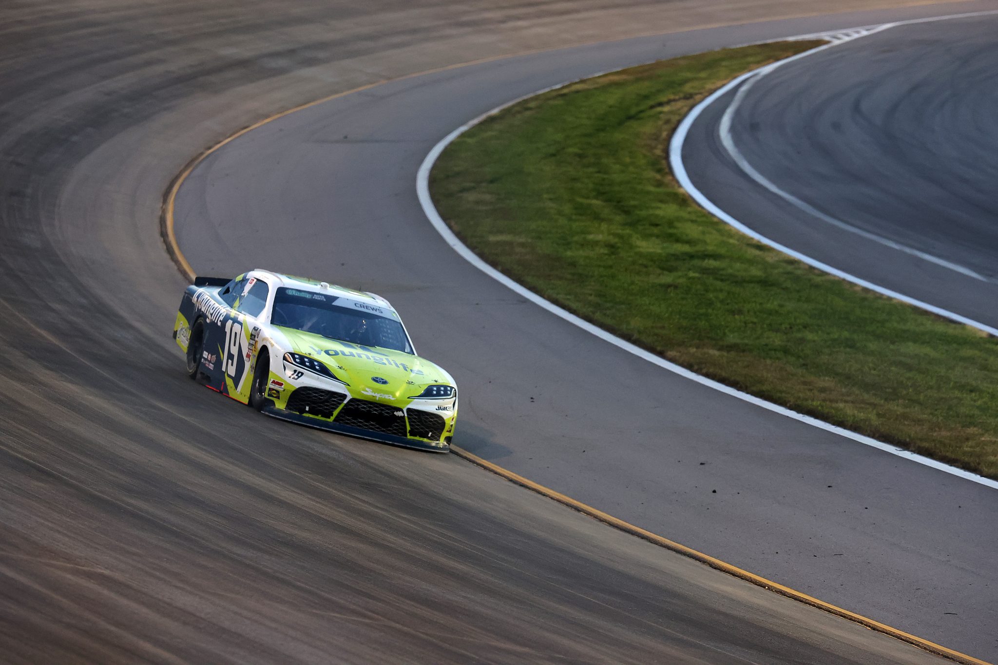 LEBANON, TENNESSEE - MAY 30: Brent Crews, driver of the #19 YoungLife Toyota, drives during the NASCAR O'Reilly Auto Parts Series Sports Illustrated Resorts 250 at Nashville Superspeedway on May 30, 2026 in Lebanon, Tennessee. (Photo by Jonathan Bachman/Getty Images) | Getty Images