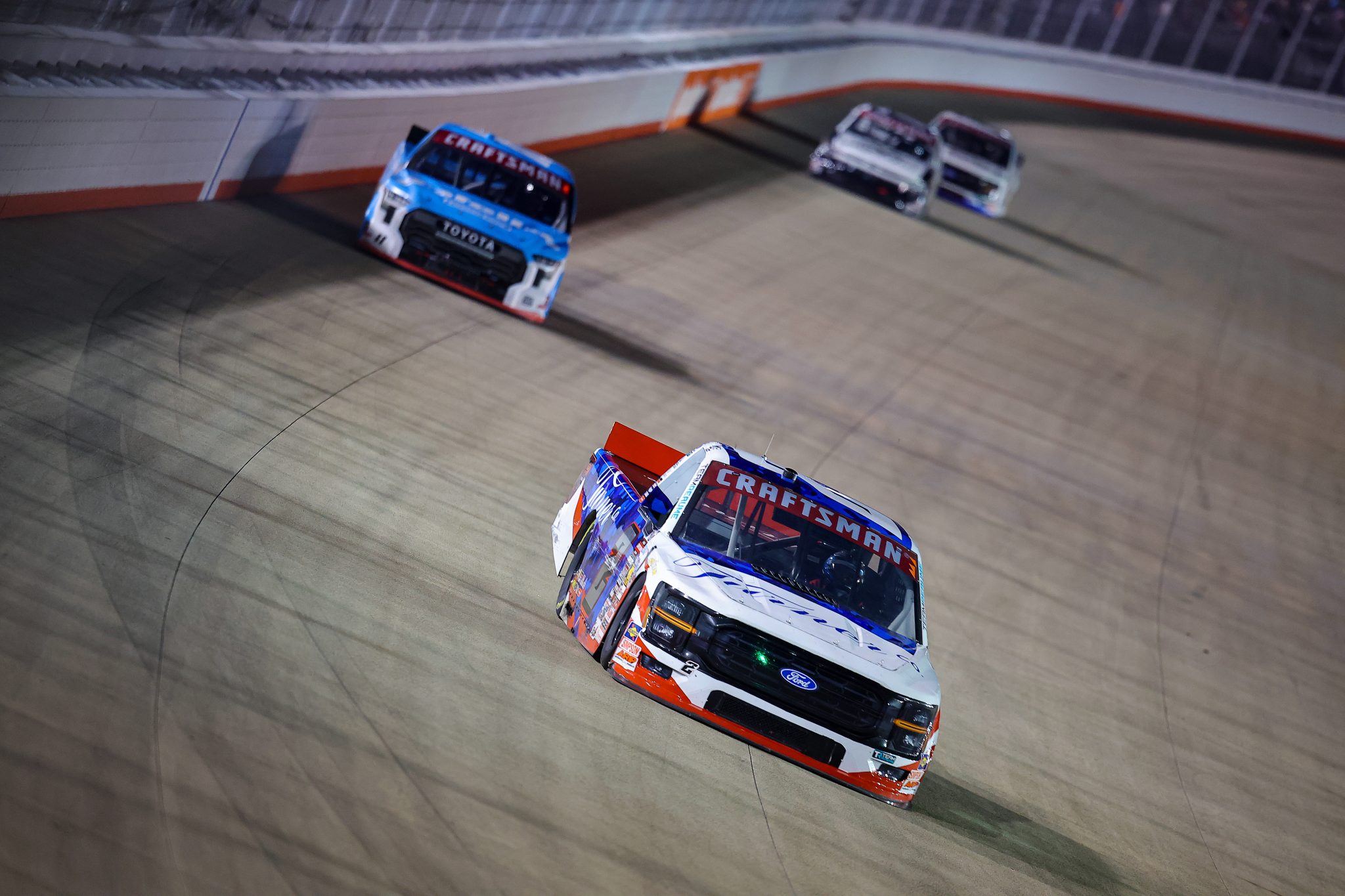 LEBANON, TENNESSEE - MAY 29: Clayton Green, driver of the #2 The Turner Company Ford, drives during the NASCAR Craftsman Truck Series Allegiance 200 at Nashville Superspeedway on May 29, 2026 in Lebanon, Tennessee. (Photo by Jonathan Bachman/Getty Images) | Getty Images