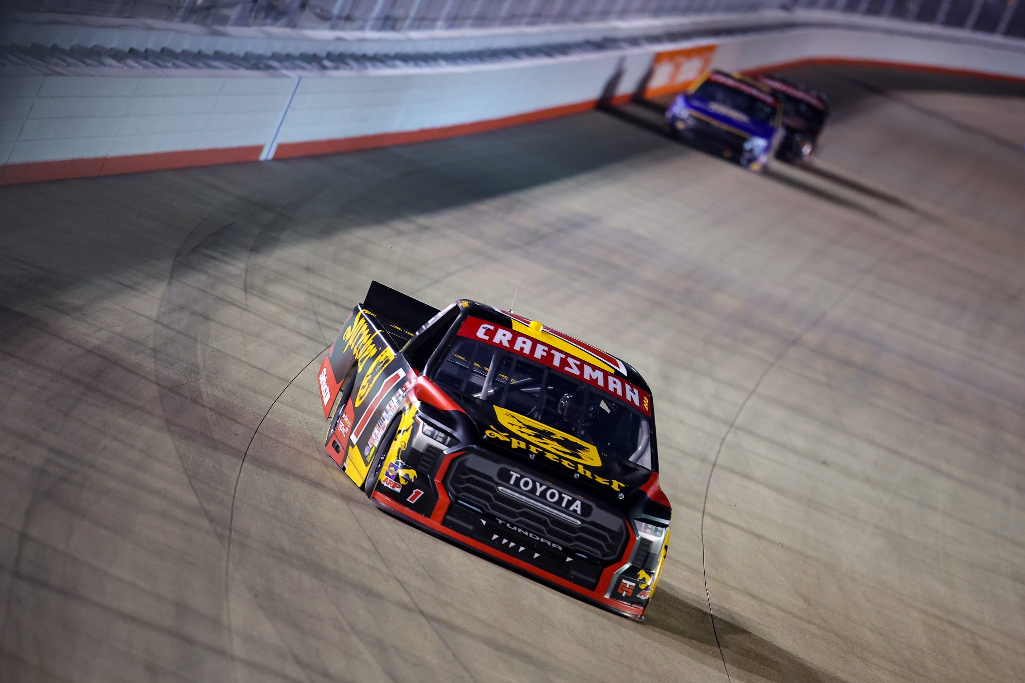LEBANON, TENNESSEE - MAY 29: Brandon Jones, driver of the #1 Sprecher Toyota, drives during the NASCAR Craftsman Truck Series Allegiance 200 at Nashville Superspeedway on May 29, 2026 in Lebanon, Tennessee. (Photo by Jonathan Bachman/Getty Images) | Getty Images