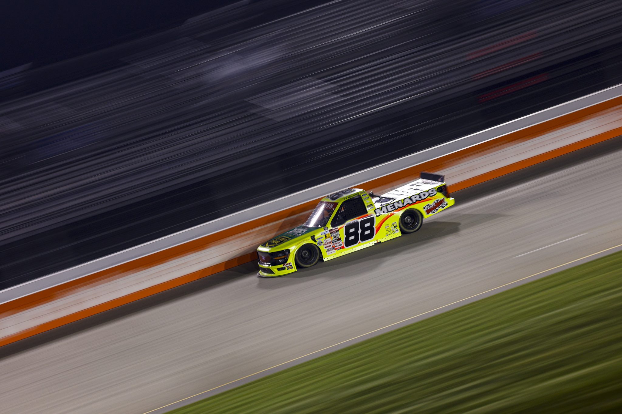 LEBANON, TENNESSEE - MAY 29: Ty Majeski, driver of the #88 REPEL/Menards Ford, drives during the NASCAR Craftsman Truck Series Allegiance 200 at Nashville Superspeedway on May 29, 2026 in Lebanon, Tennessee. (Photo by Sean Gardner/Getty Images) | Getty Images