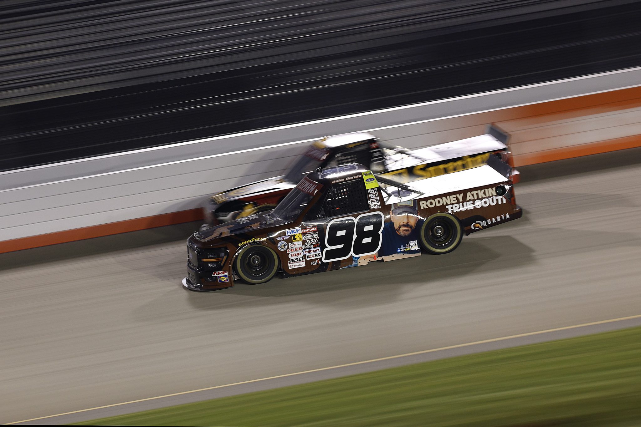 LEBANON, TENNESSEE - MAY 29: Jake Garcia, driver of the #98 Curb Records Ford, drives during the NASCAR Craftsman Truck Series Allegiance 200 at Nashville Superspeedway on May 29, 2026 in Lebanon, Tennessee. (Photo by Sean Gardner/Getty Images) | Getty Images