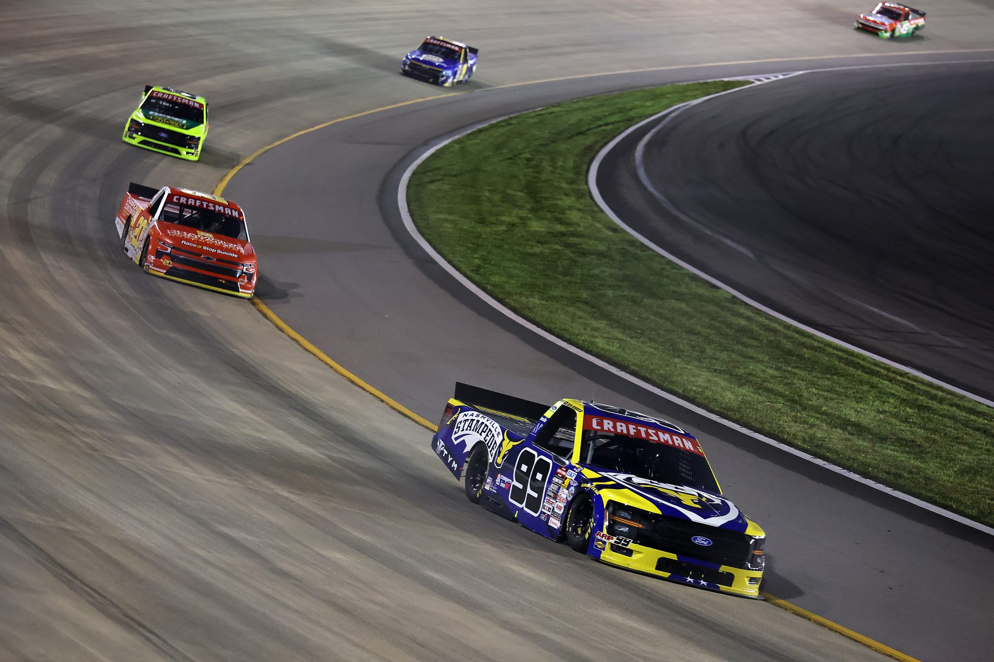 LEBANON, TENNESSEE - MAY 29: Ben Rhodes, driver of the #99 Nashville Stampede Ford, drives during the NASCAR Craftsman Truck Series Allegiance 200 at Nashville Superspeedway on May 29, 2026 in Lebanon, Tennessee. (Photo by Jonathan Bachman/Getty Images) | Getty Images