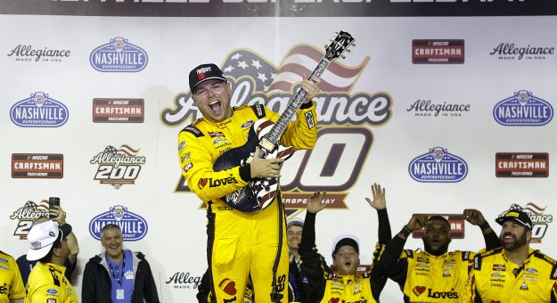Visit Layne Riggs delivers a masterclass with last-lap pass for Truck Series victory at Nashville page