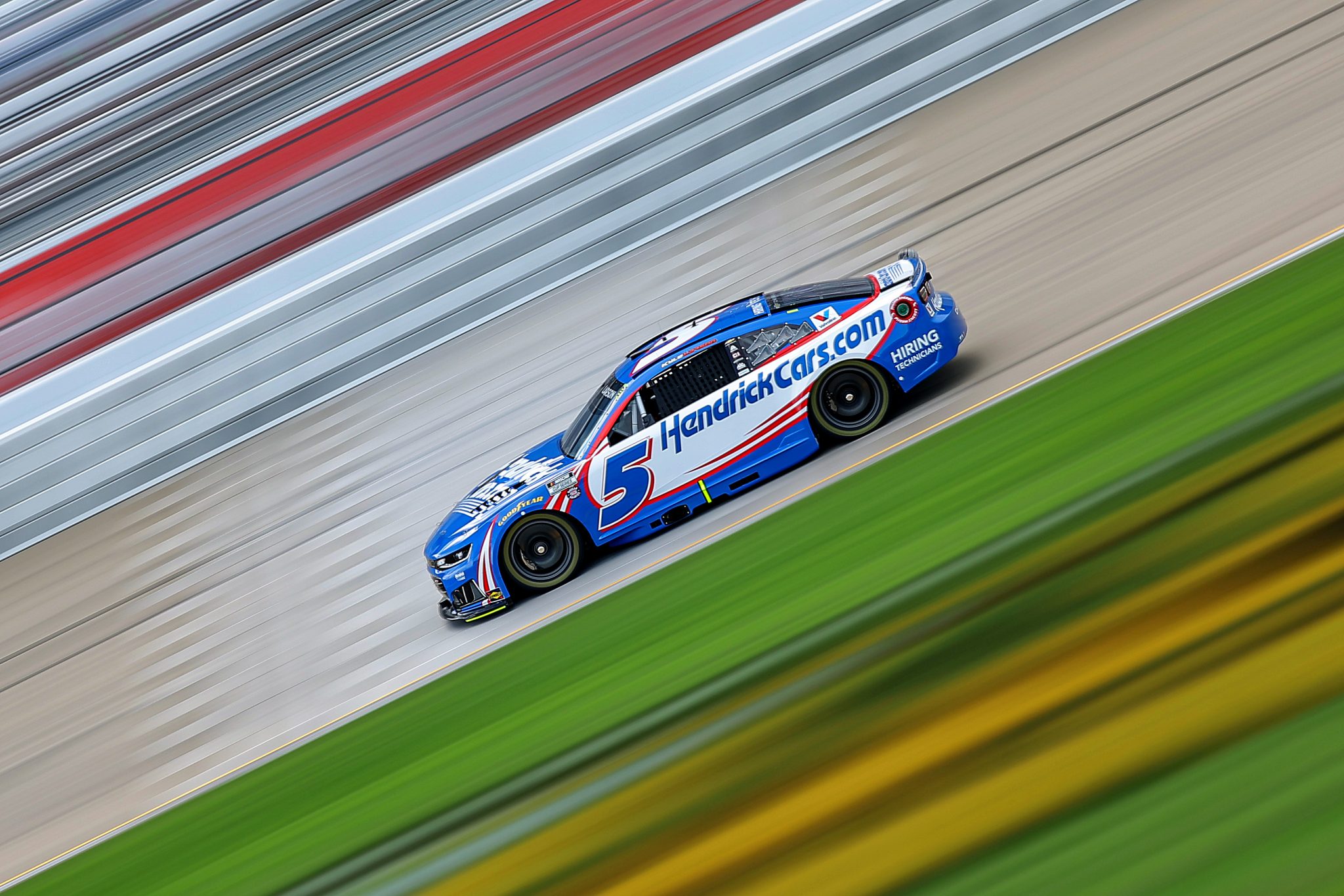 LEBANON, TENNESSEE - MAY 30: Kyle Larson, driver of the #5 HendrickCars.com Chevrolet, drives during practice for the NASCAR Cup Series Cracker Barrel 400 at Nashville Superspeedway on May 30, 2026 in Lebanon, Tennessee. (Photo by Jonathan Bachman/Getty Images) | Getty Images