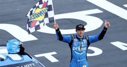 FORT WORTH, TEXAS - MAY 03: Chase Elliott, driver of the #9 Amazon Prime Chevrolet, celebrates after winning the NASCAR Cup Series Würth 400 presented by LIQUI MOLY at Texas Motor Speedway on May 03, 2026 in Fort Worth, Texas. (Photo by Logan Riely/Getty Images) | Getty Images