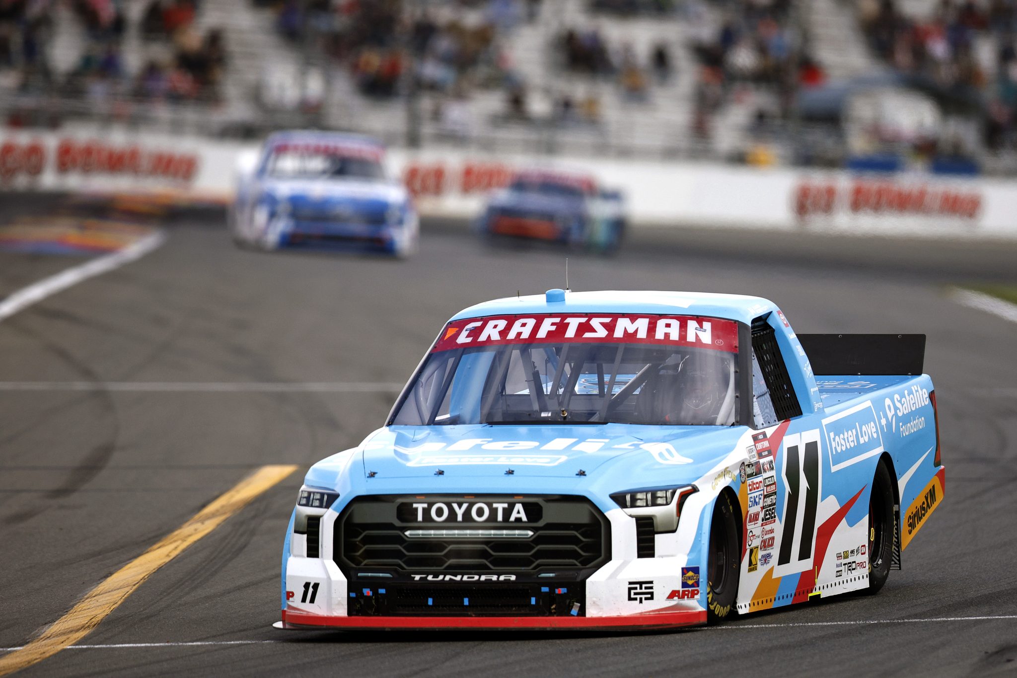 WATKINS GLEN, NEW YORK - MAY 08: Kaden Honeycutt, driver of the #11 Safelite + Foster Love Toyota, drives during the NASCAR Craftsman Truck Series Bully Hill Vineyards 176 at The Glen at Watkins Glen International on May 08, 2026 in Watkins Glen, New York. (Photo by Sean Gardner/Getty Images) | Getty Images
