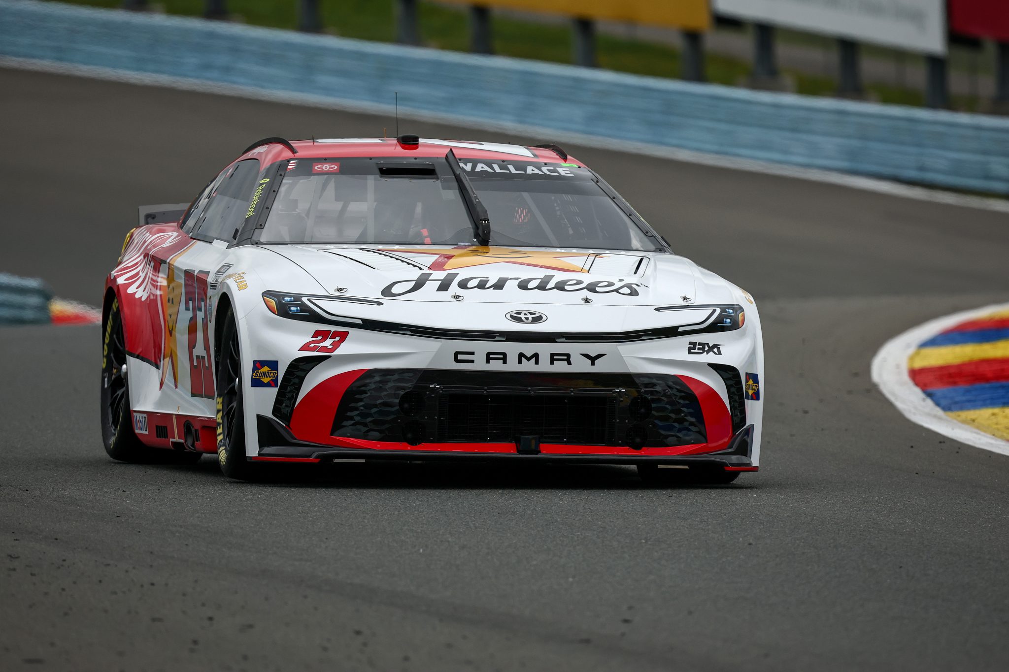 WATKINS GLEN, NEW YORK - MAY 09: Bubba Wallace, driver of the #23 Hardee's/Coca-Cola Toyota, drives during practice for the NASCAR Cup Series Go Bowling at The Glen at Watkins Glen International on May 09, 2026 in Watkins Glen, New York. (Photo by Chris Graythen/Getty Images) | Getty Images