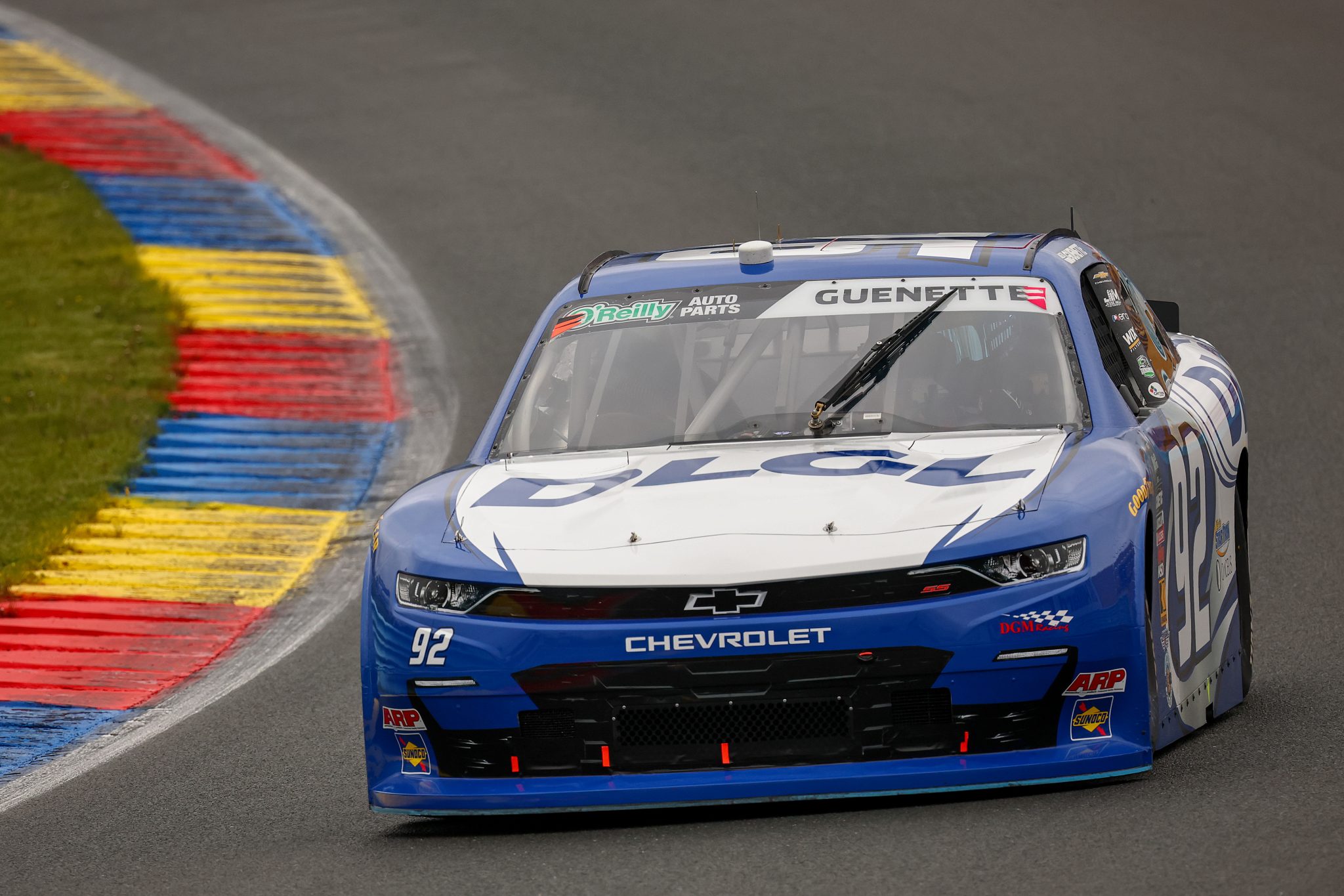 WATKINS GLEN, NEW YORK - MAY 09: Alex Guenette, driver of the #92 DLGL WGI Chevrolet, drives during practice for the NASCAR O'Reilly Auto Parts Series Mission 200 at The Glen at Watkins Glen International on May 09, 2026 in Watkins Glen, New York. (Photo by Chris Graythen/Getty Images) | Getty Images