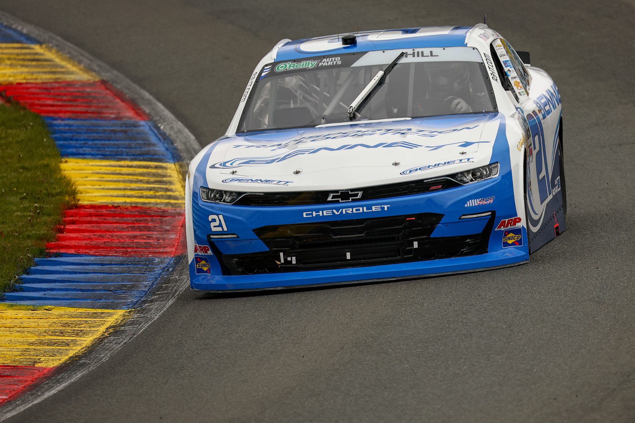 WATKINS GLEN, NEW YORK - MAY 09: Austin Hill, driver of the #21 Bennett Transportation Chevrolet, drives during practice for the NASCAR O'Reilly Auto Parts Series Mission 200 at The Glen at Watkins Glen International on May 09, 2026 in Watkins Glen, New York. (Photo by Chris Graythen/Getty Images) | Getty Images