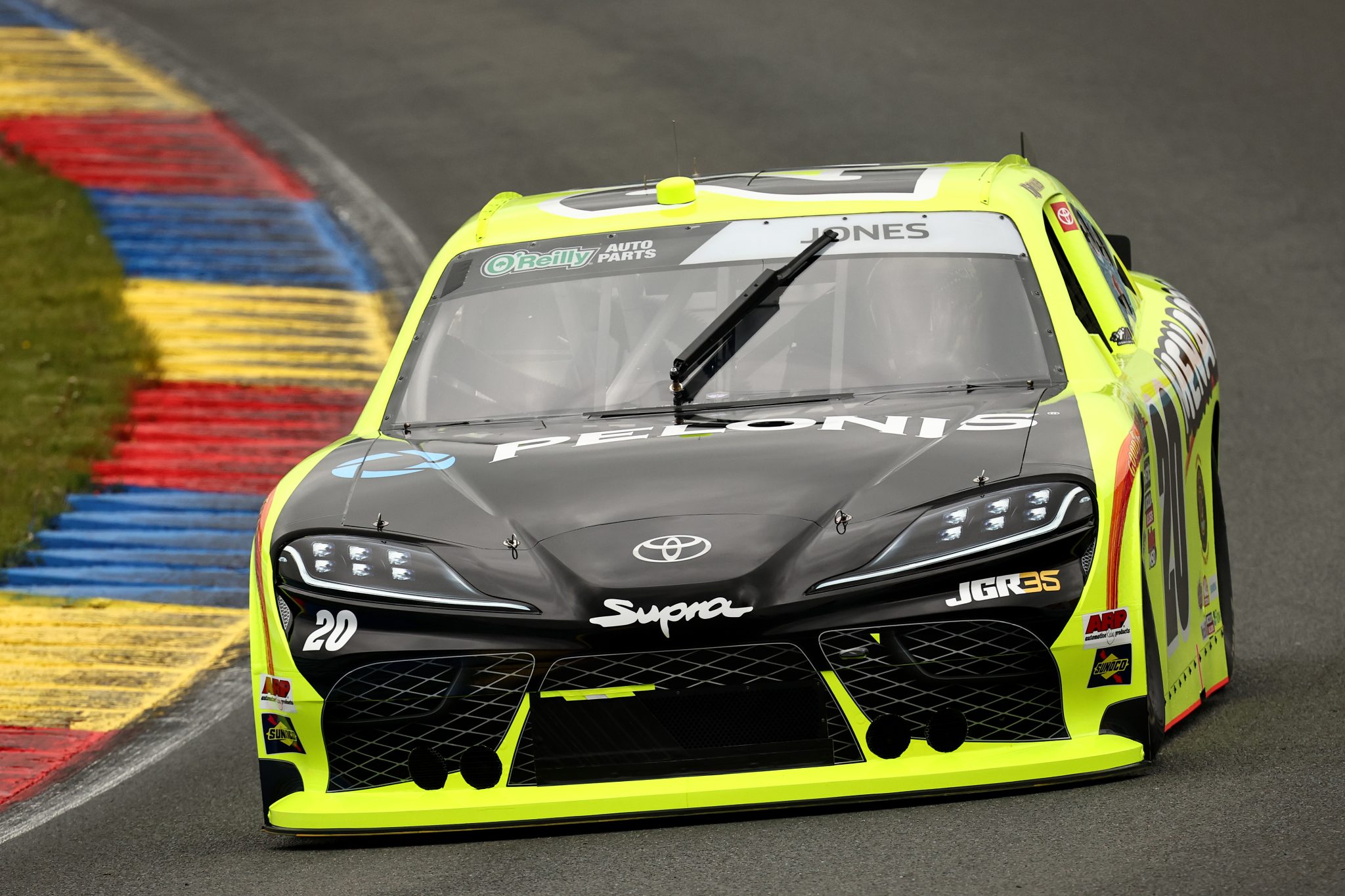 WATKINS GLEN, NEW YORK - MAY 09: Brandon Jones, driver of the #20 Menards Toyota, drives during practice for the NASCAR O'Reilly Auto Parts Series Mission 200 at The Glen at Watkins Glen International on May 09, 2026 in Watkins Glen, New York. (Photo by Chris Graythen/Getty Images) | Getty Images