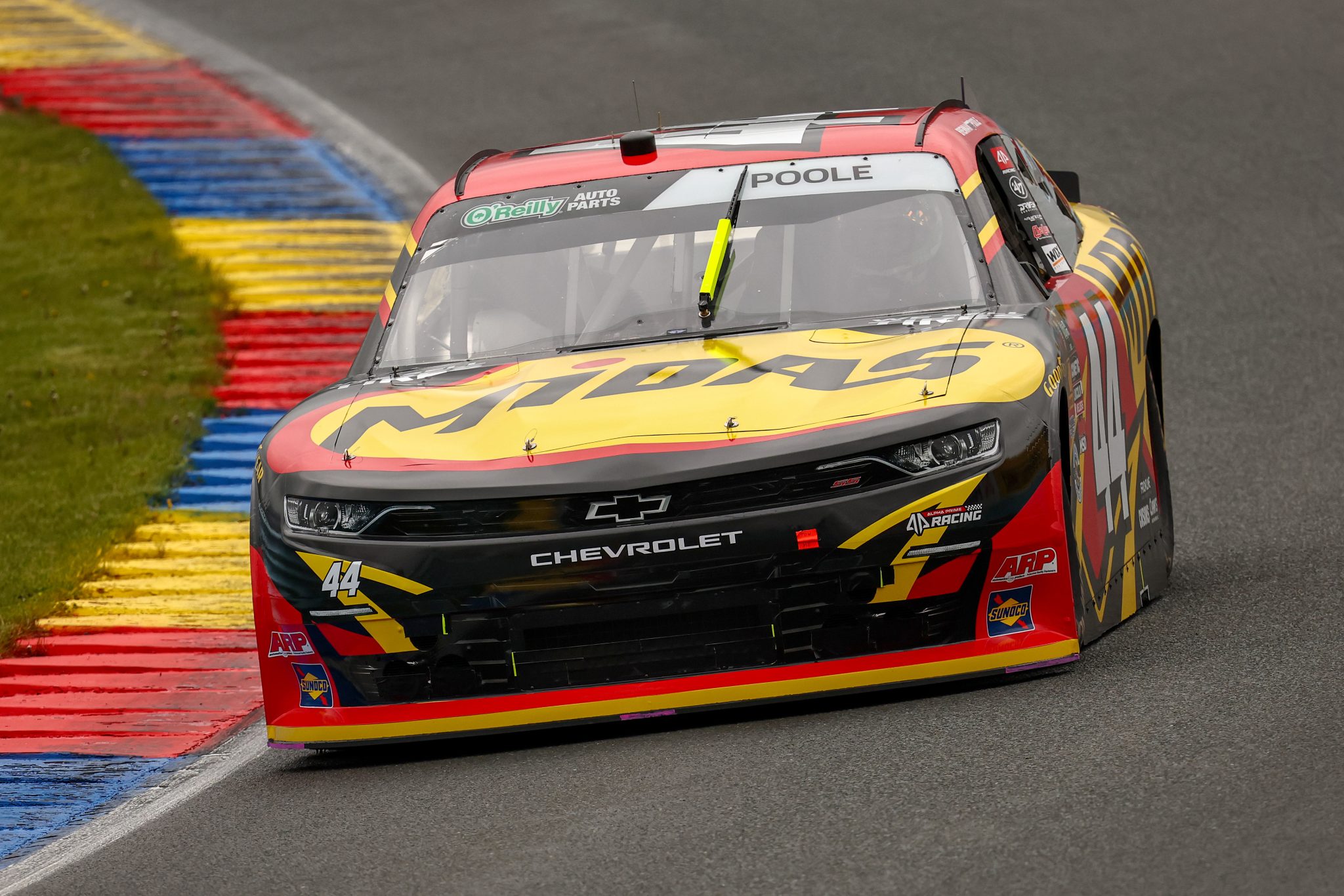 WATKINS GLEN, NEW YORK - MAY 09: Brennan Poole, driver of the #44 Midas Chevrolet, drives during practice for the NASCAR O'Reilly Auto Parts Series Mission 200 at The Glen at Watkins Glen International on May 09, 2026 in Watkins Glen, New York. (Photo by Chris Graythen/Getty Images) | Getty Images