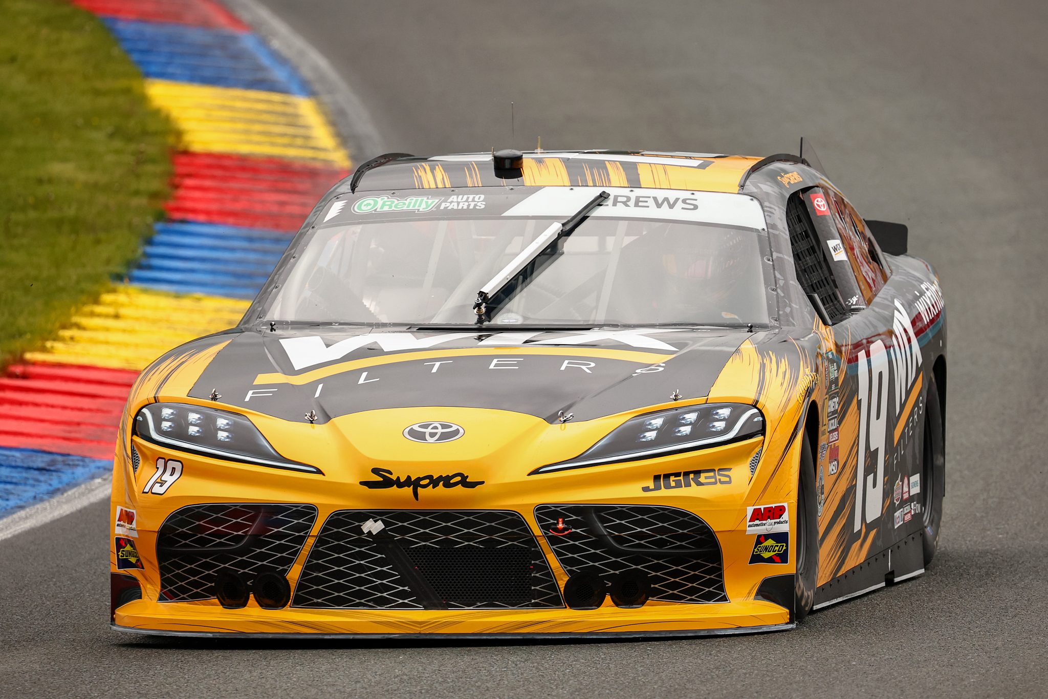 WATKINS GLEN, NEW YORK - MAY 09: Brent Crews, driver of the #19 Wix Filters Toyota, drives during practice for the NASCAR O'Reilly Auto Parts Series Mission 200 at The Glen at Watkins Glen International on May 09, 2026 in Watkins Glen, New York. (Photo by Chris Graythen/Getty Images) | Getty Images