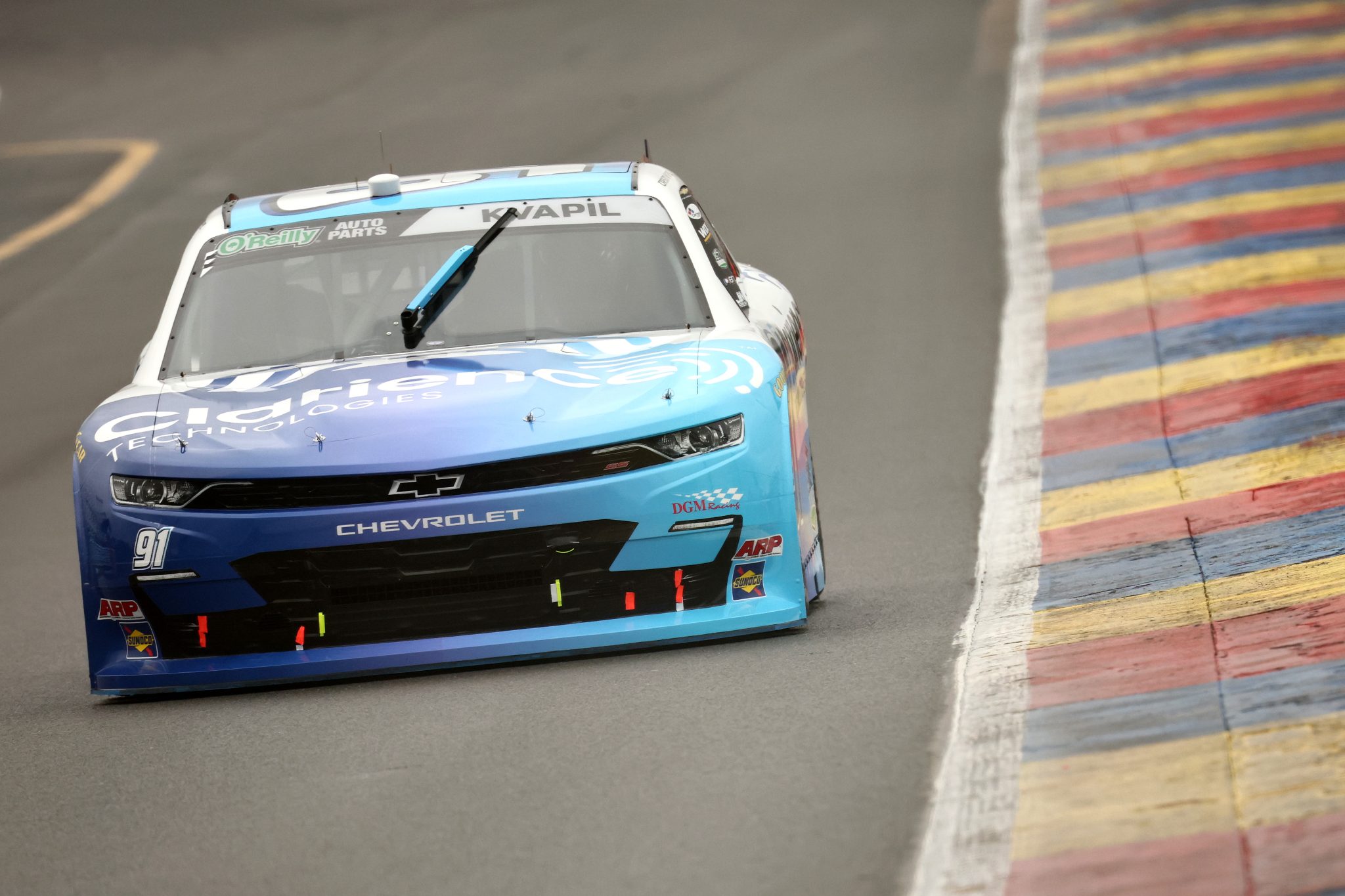 WATKINS GLEN, NEW YORK - MAY 09: Carson Kvapil, driver of the #91 Clarience Technologies Chevrolet, drives during practice for the NASCAR O'Reilly Auto Parts Series Mission 200 at The Glen at Watkins Glen International on May 09, 2026 in Watkins Glen, New York. (Photo by Chris Graythen/Getty Images) | Getty Images