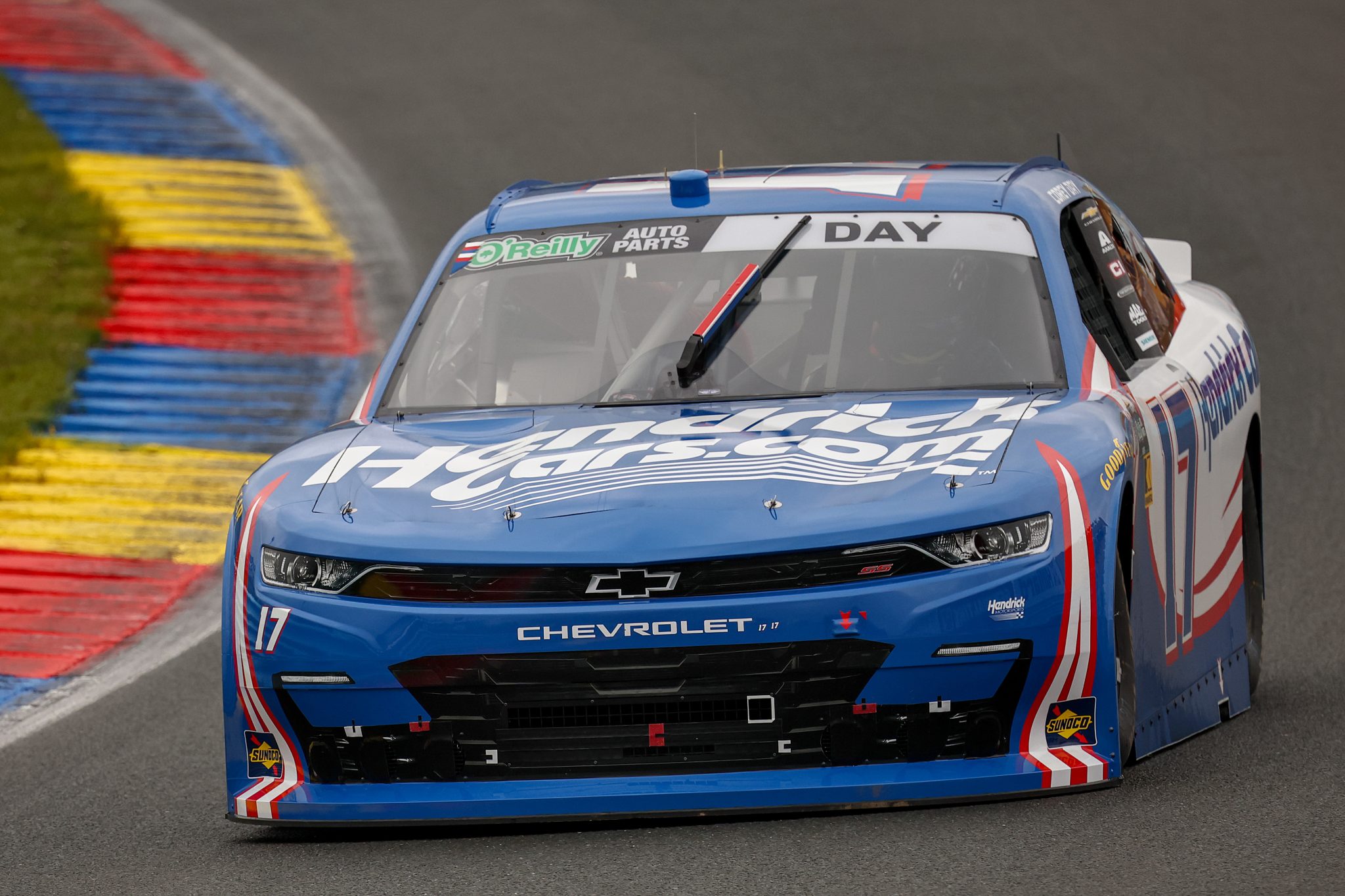 WATKINS GLEN, NEW YORK - MAY 09: Corey Day, driver of the #17 HendrickCars.com Chevrolet, drives during practice for the NASCAR O'Reilly Auto Parts Series Mission 200 at The Glen at Watkins Glen International on May 09, 2026 in Watkins Glen, New York. (Photo by Chris Graythen/Getty Images) | Getty Images