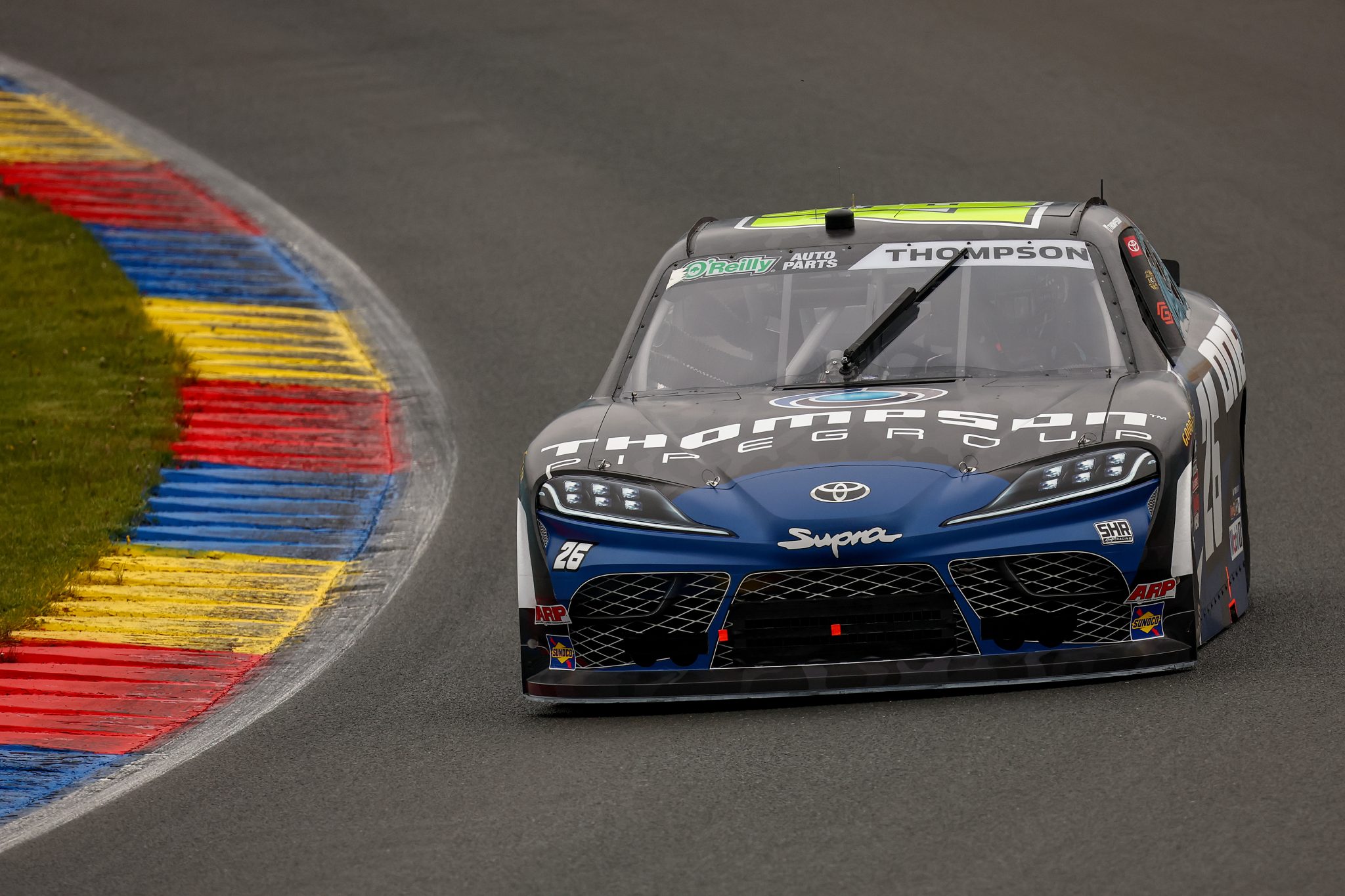 WATKINS GLEN, NEW YORK - MAY 09: Dean Thompson, driver of the #26 Thompson Pipe Group Toyota, drives during practice for the NASCAR O'Reilly Auto Parts Series Mission 200 at The Glen at Watkins Glen International on May 09, 2026 in Watkins Glen, New York. (Photo by Chris Graythen/Getty Images) | Getty Images