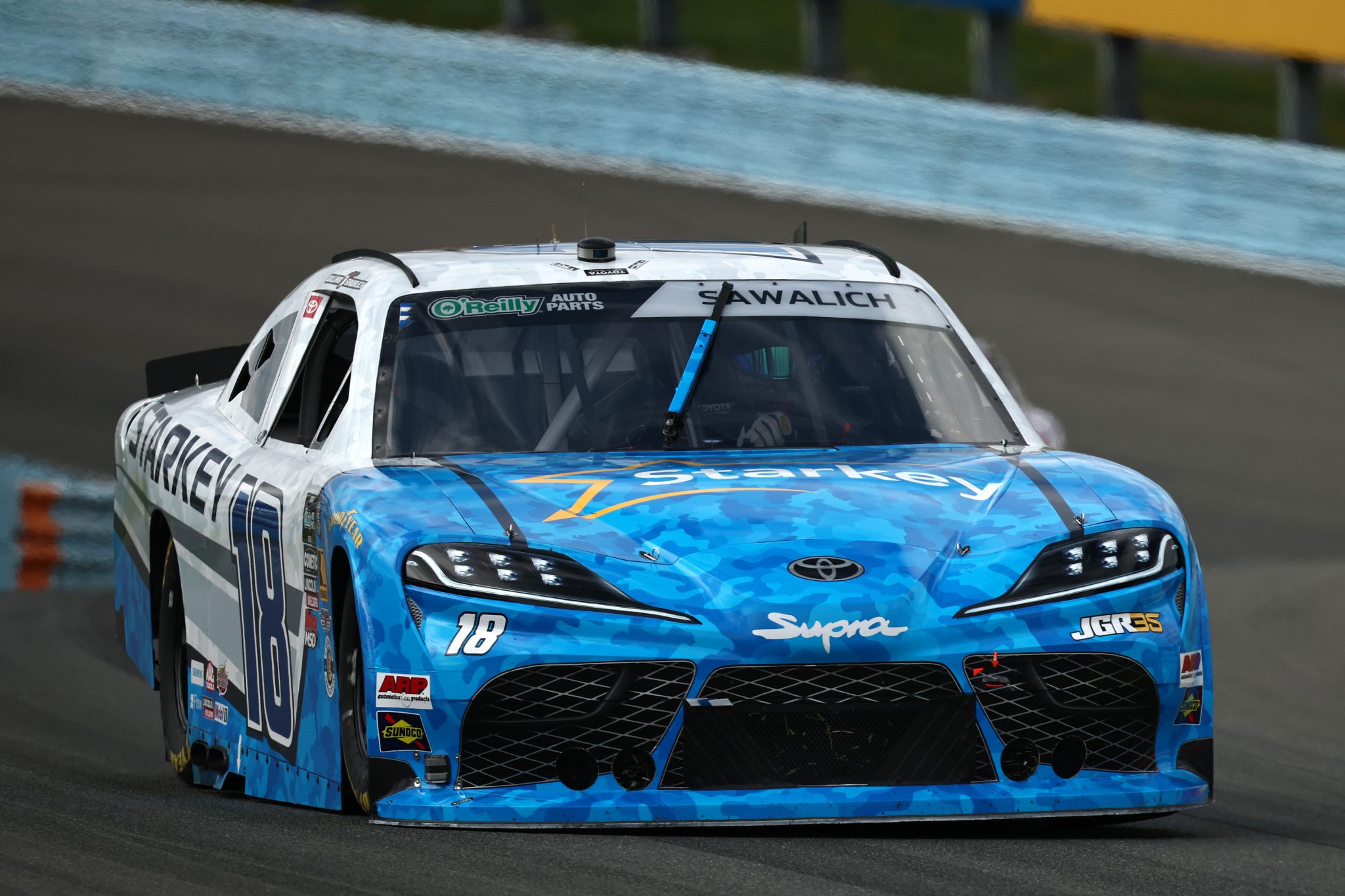 WATKINS GLEN, NEW YORK - MAY 09: William Sawalich, driver of the #18 Starkey Toyota, drives during the NASCAR O'Reilly Auto Parts Series Mission 200 at The Glen at Watkins Glen International on May 09, 2026 in Watkins Glen, New York. (Photo by Chris Graythen/Getty Images) | Getty Images