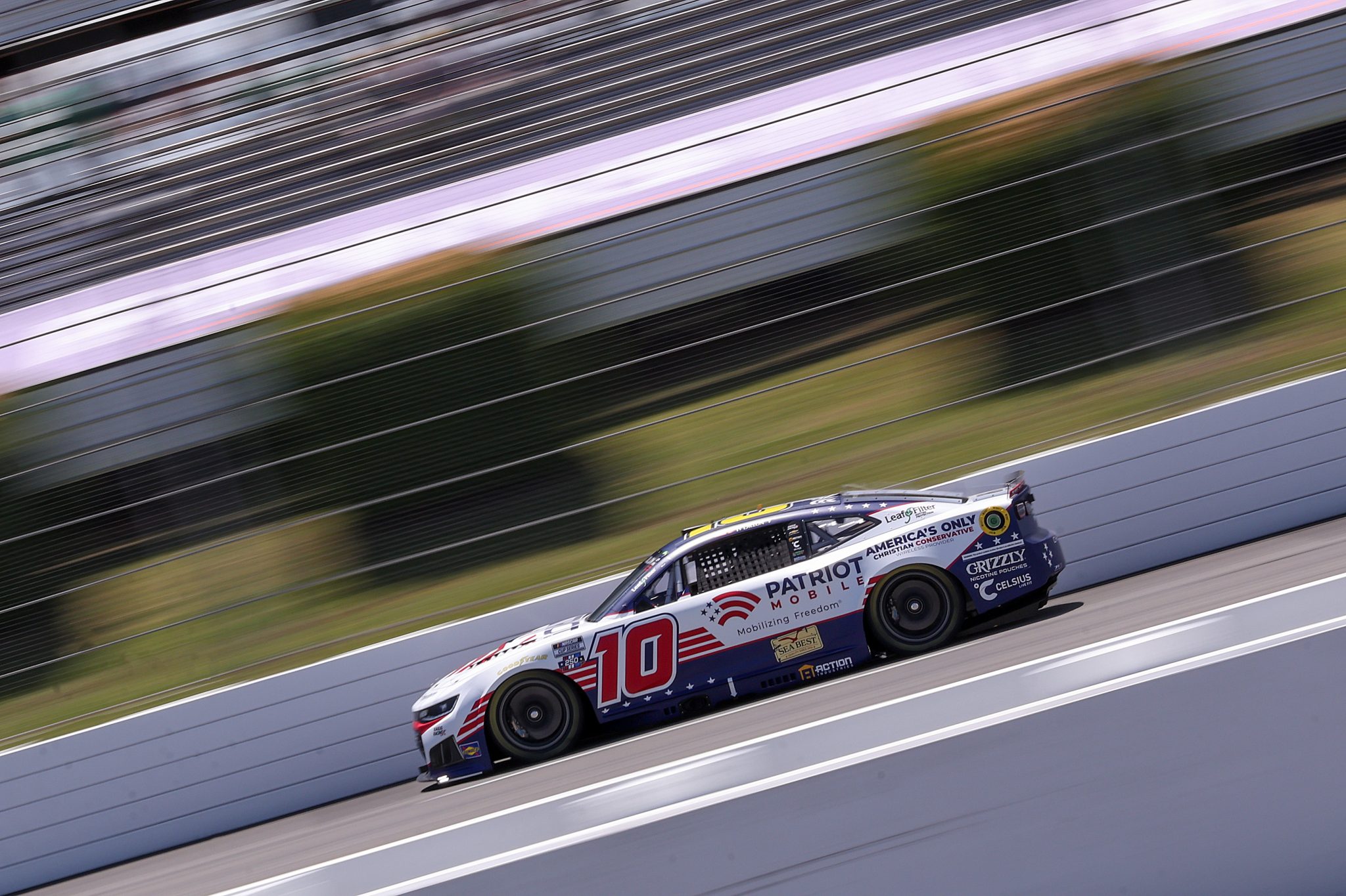 LONG POND, PENNSYLVANIA - JUNE 13: Ty Dillon, driver of the #10 Patriot Mobile Chevrolet, drives during practice for the NASCAR Cup Series Great American Getaway 400 presented by VISITPA at Pocono Raceway on June 13, 2026 in Long Pond, Pennsylvania. (Photo by David Jensen/Getty Images) | Getty Images