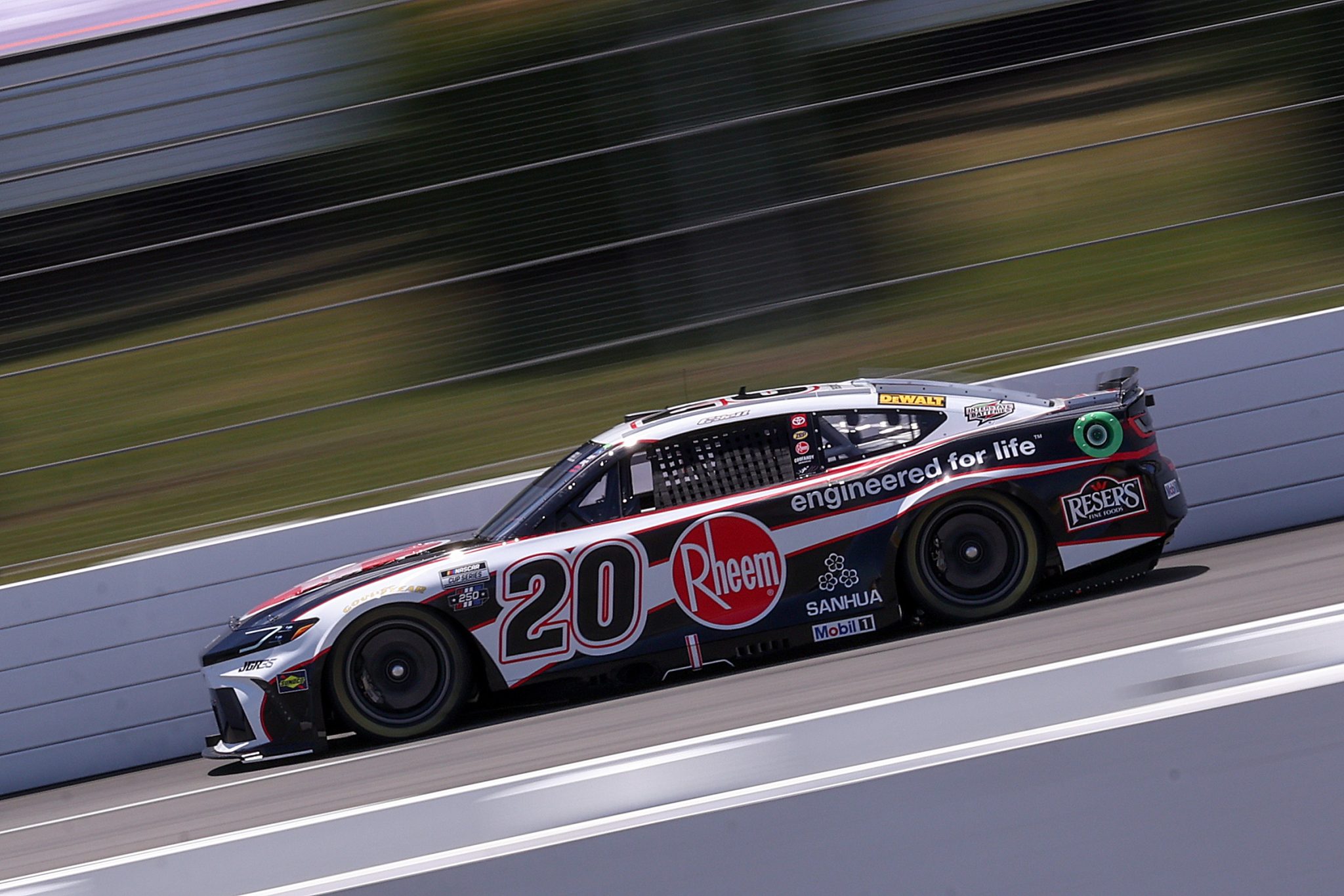 LONG POND, PENNSYLVANIA - JUNE 13: Christopher Bell, driver of the #20 Rheem Toyota, drives during practice for the NASCAR Cup Series Great American Getaway 400 presented by VISITPA at Pocono Raceway on June 13, 2026 in Long Pond, Pennsylvania. (Photo by David Jensen/Getty Images) | Getty Images