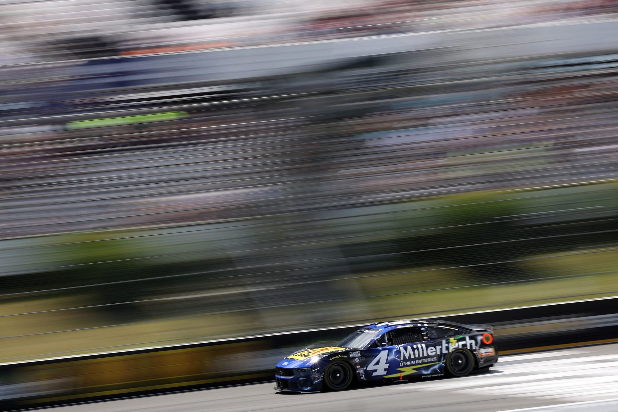 LONG POND, PENNSYLVANIA - JUNE 13: Noah Gragson, driver of the #4 MillerTech/KOA Ford, drives during practice for the NASCAR Cup Series Great American Getaway 400 presented by VISITPA at Pocono Raceway on June 13, 2026 in Long Pond, Pennsylvania. (Photo by James Gilbert/Getty Images) | Getty Images