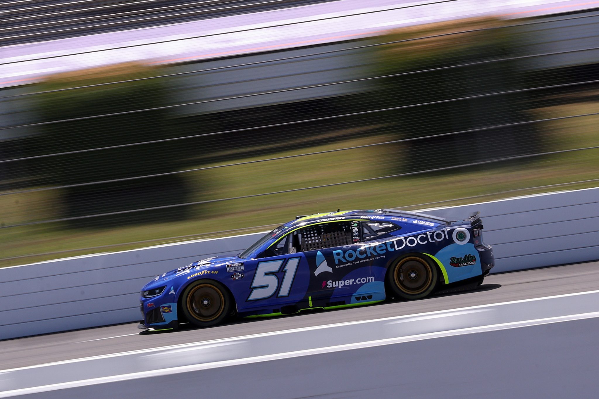 LONG POND, PENNSYLVANIA - JUNE 13: Cody Ware, driver of the #51 Rocket Doctor Chevrolet, drives during practice for the NASCAR Cup Series Great American Getaway 400 presented by VISITPA at Pocono Raceway on June 13, 2026 in Long Pond, Pennsylvania. (Photo by David Jensen/Getty Images) | Getty Images