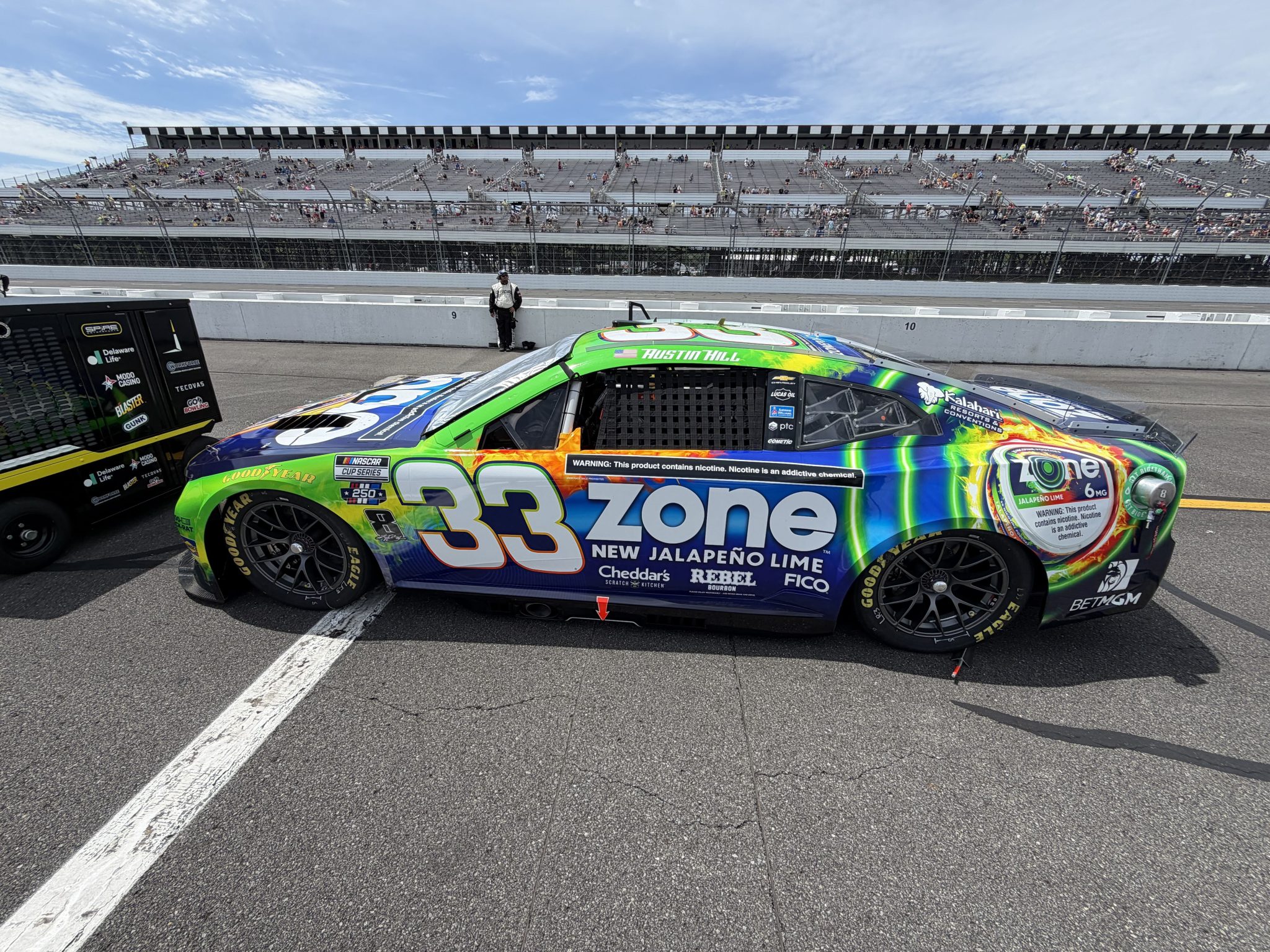 LONG POND, PENNSYLVANIA - JUNE 14:Austin Hill's #33 zone Jalapeno Lime Chevrolet prior to the NASCAR Cup Series Great American Getaway 400 presented by VISITPA at Pocono Raceway on June 14, 2026 in Long Pond, Pennsylvania. (Photo from Dustin Albino of Jayski.com)