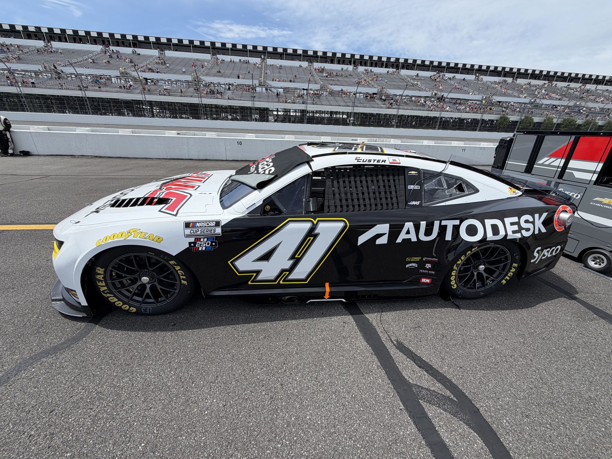 LONG POND, PENNSYLVANIA - JUNE 14: Cole Custer's Haas / Autodesk Chevrolet prior to the NASCAR Cup Series Great American Getaway 400 presented by VISITPA at Pocono Raceway on June 14, 2026 in Long Pond, Pennsylvania. (Photo from Dustin Albino of Jayski.com)