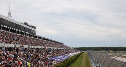 LONG POND, PENNSYLVANIA - JUNE 14: A general view of the grandstandsduring the NASCAR Cup Series Great American Getaway 400 presented by VISITPA at Pocono Raceway on June 14, 2026 in Long Pond, Pennsylvania. (Photo by James Gilbert/Getty Images) | Getty Images