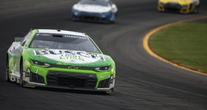 LONG POND, PENNSYLVANIA - JUNE 14: Ross Chastain, driver of the #1 Busch Light Lime Chevrolet, drives during the NASCAR Cup Series Great American Getaway 400 presented by VISITPA at Pocono Raceway on June 14, 2026 in Long Pond, Pennsylvania. (Photo by James Gilbert/Getty Images) | Getty Images
