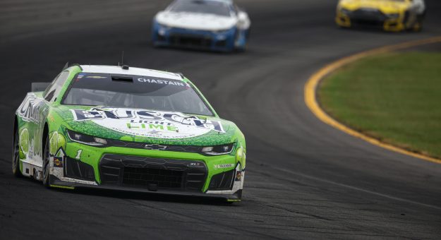 LONG POND, PENNSYLVANIA - JUNE 14: Ross Chastain, driver of the #1 Busch Light Lime Chevrolet, drives during the NASCAR Cup Series Great American Getaway 400 presented by VISITPA at Pocono Raceway on June 14, 2026 in Long Pond, Pennsylvania. (Photo by James Gilbert/Getty Images) | Getty Images