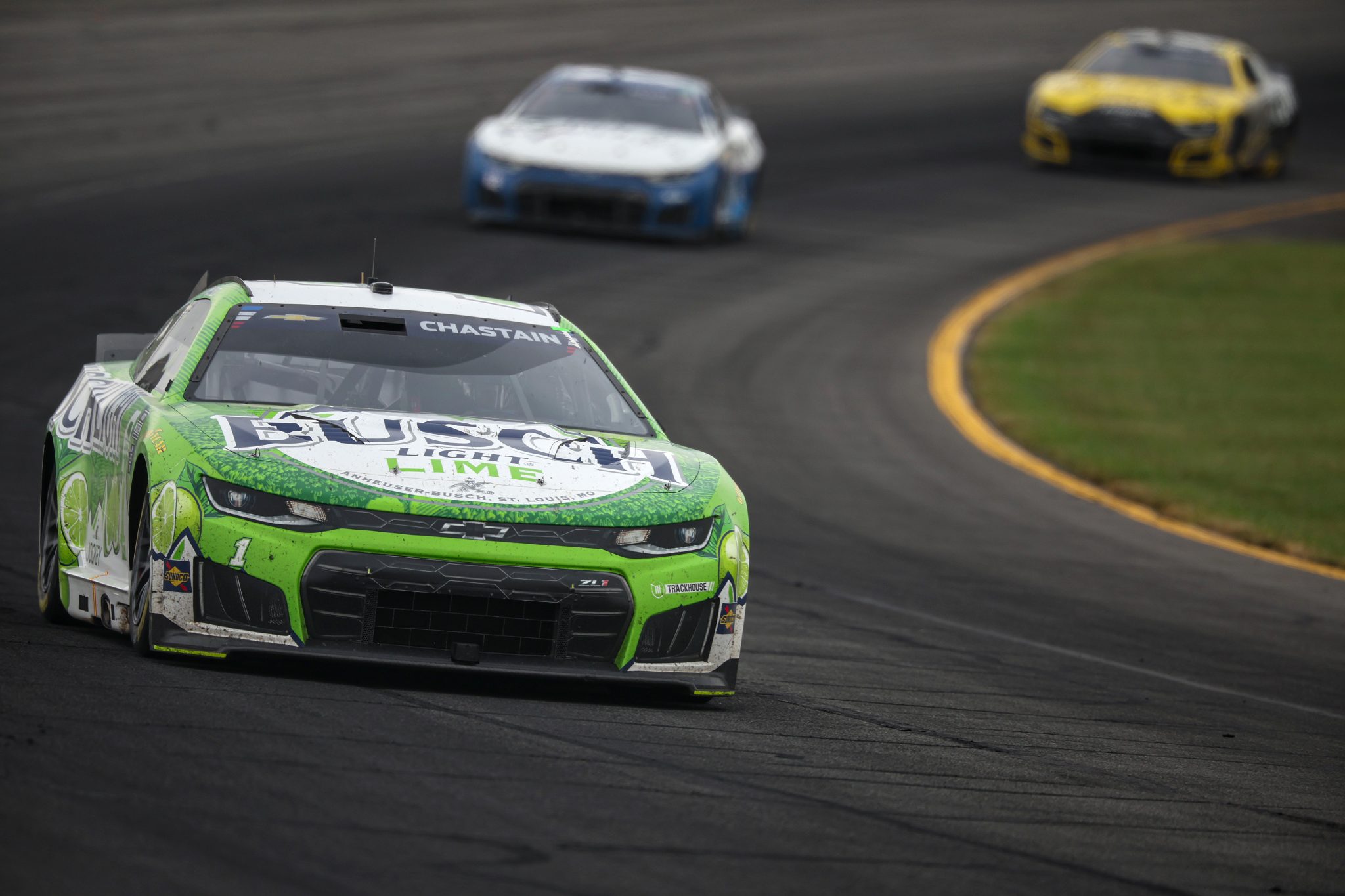 LONG POND, PENNSYLVANIA - JUNE 14: Ross Chastain, driver of the #1 Busch Light Lime Chevrolet, drives during the NASCAR Cup Series Great American Getaway 400 presented by VISITPA at Pocono Raceway on June 14, 2026 in Long Pond, Pennsylvania. (Photo by James Gilbert/Getty Images) | Getty Images