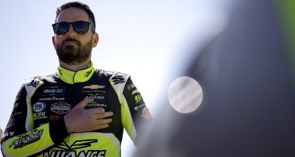 LAS VEGAS, NEVADA - MARCH 14: Jeremy Clements, driver of the #51 Alliance Driveway Solutions Chevrolet, stands during the national anthem prior to the NASCAR O'Reilly Auto Parts Series The LiUNA! at Las Vegas Motor Speedway on March 14, 2026 in Las Vegas, Nevada. (Photo by Sean Gardner/Getty Images) | Getty Images