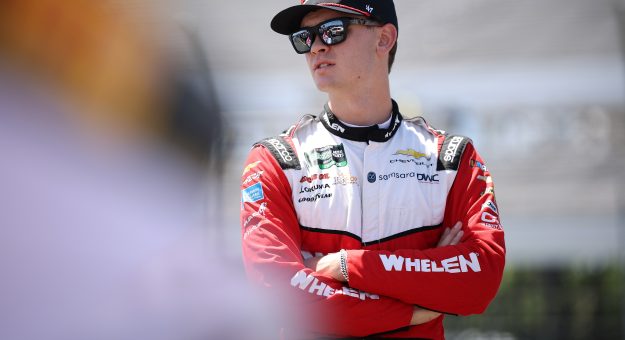 LONG POND, PENNSYLVANIA - JUNE 13: Jesse Love, driver of the #2 Whelen Chevrolet, looks on during qualifying for the NASCAR O'Reilly Auto Parts Series MillerTech Battery 250 presented by KOA at Pocono Raceway on June 13, 2026 in Long Pond, Pennsylvania. (Photo by James Gilbert/Getty Images) | Getty Images