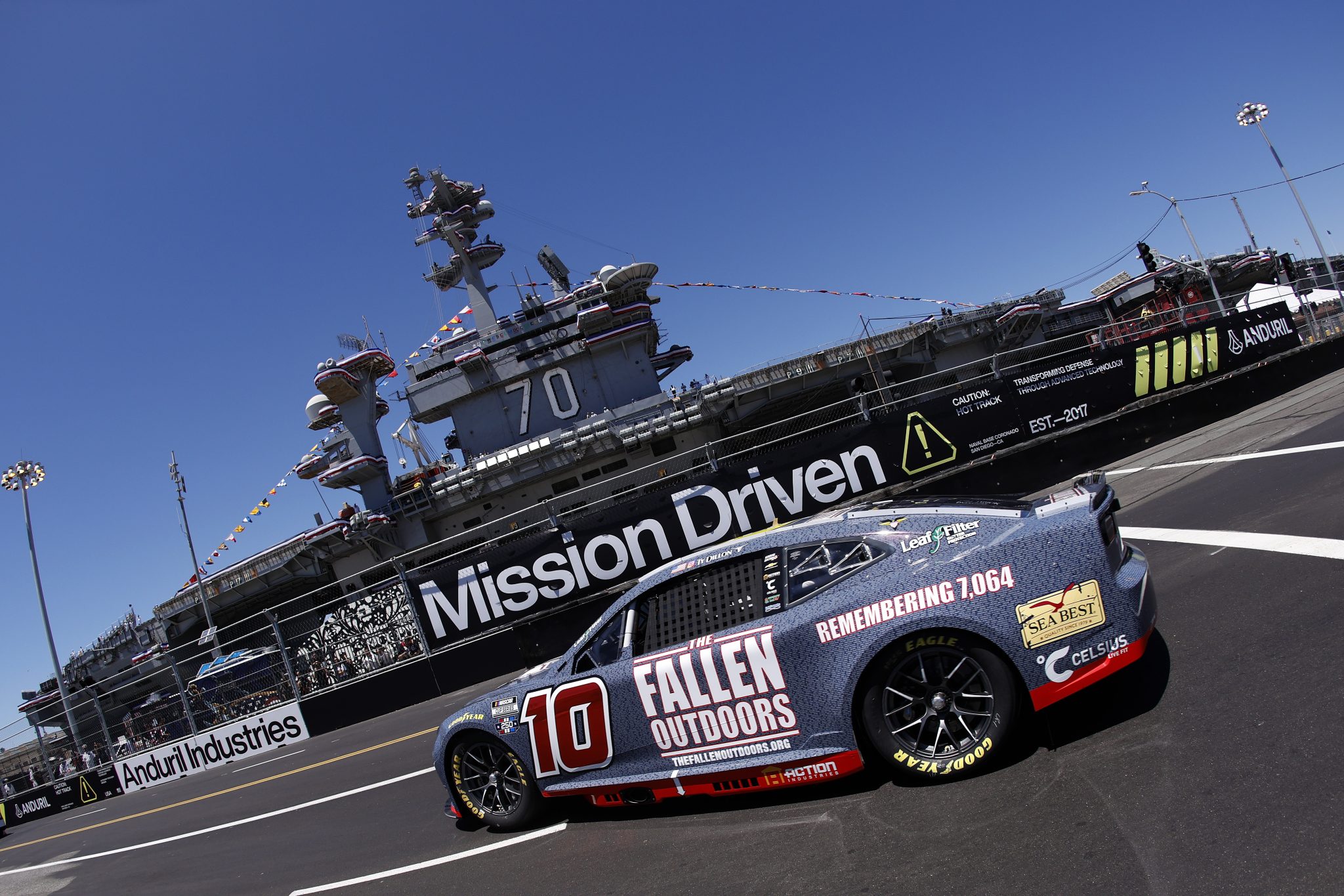 SAN DIEGO, CALIFORNIA - JUNE 19: Ty Dillon, driver of the #10 The Fallen Outdoors Chevrolet, drives during practice for the NASCAR Cup Series Anduril 250 at Naval Base Coronado on June 19, 2026 in San Diego, California. (Photo by Sean Gardner/Getty Images) | Getty Images