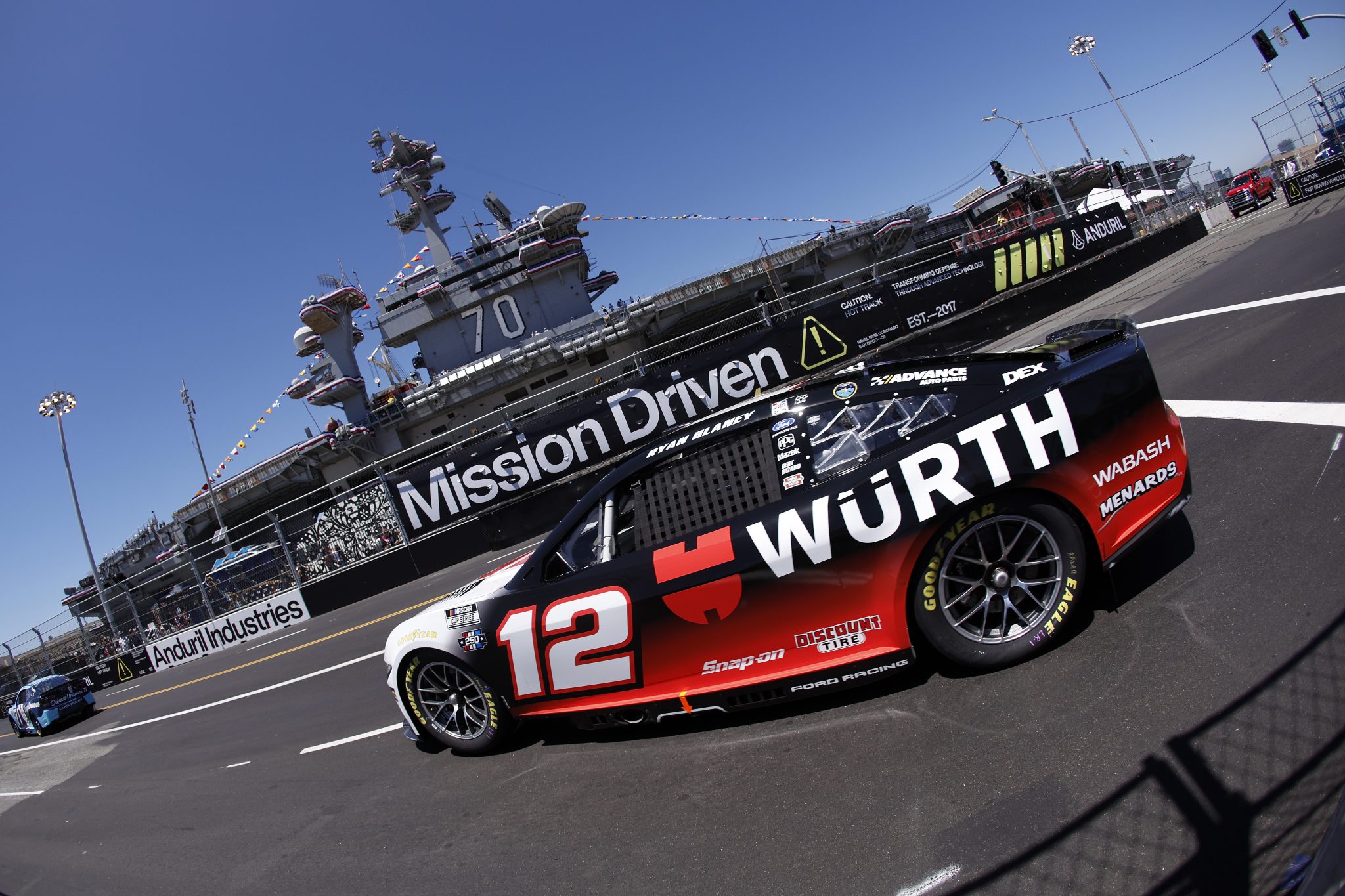 SAN DIEGO, CALIFORNIA - JUNE 19: Ryan Blaney, driver of the #12 Wurth Ford, drives during practice for the NASCAR Cup Series Anduril 250 at Naval Base Coronado on June 19, 2026 in San Diego, California. (Photo by Sean Gardner/Getty Images) | Getty Images