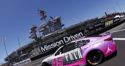 SAN DIEGO, CALIFORNIA - JUNE 19: Tyler Reddick, driver of the #45 Pala Casino Toyota, drives during practice for the NASCAR Cup Series Anduril 250 at Naval Base Coronado on June 19, 2026 in San Diego, California. (Photo by Sean Gardner/Getty Images) | Getty Images
