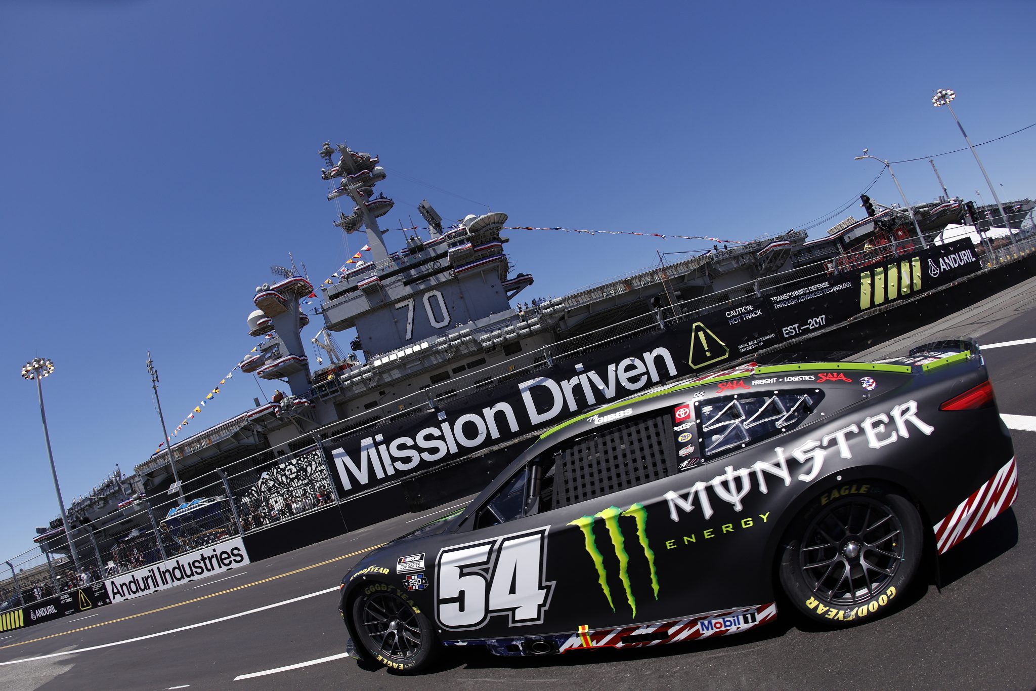 SAN DIEGO, CALIFORNIA - JUNE 19: Ty Gibbs, driver of the #54 Monster Energy Toyota,  drives during practice for the NASCAR Cup Series Anduril 250 at Naval Base Coronado on June 19, 2026 in San Diego, California. (Photo by Sean Gardner/Getty Images) | Getty Images