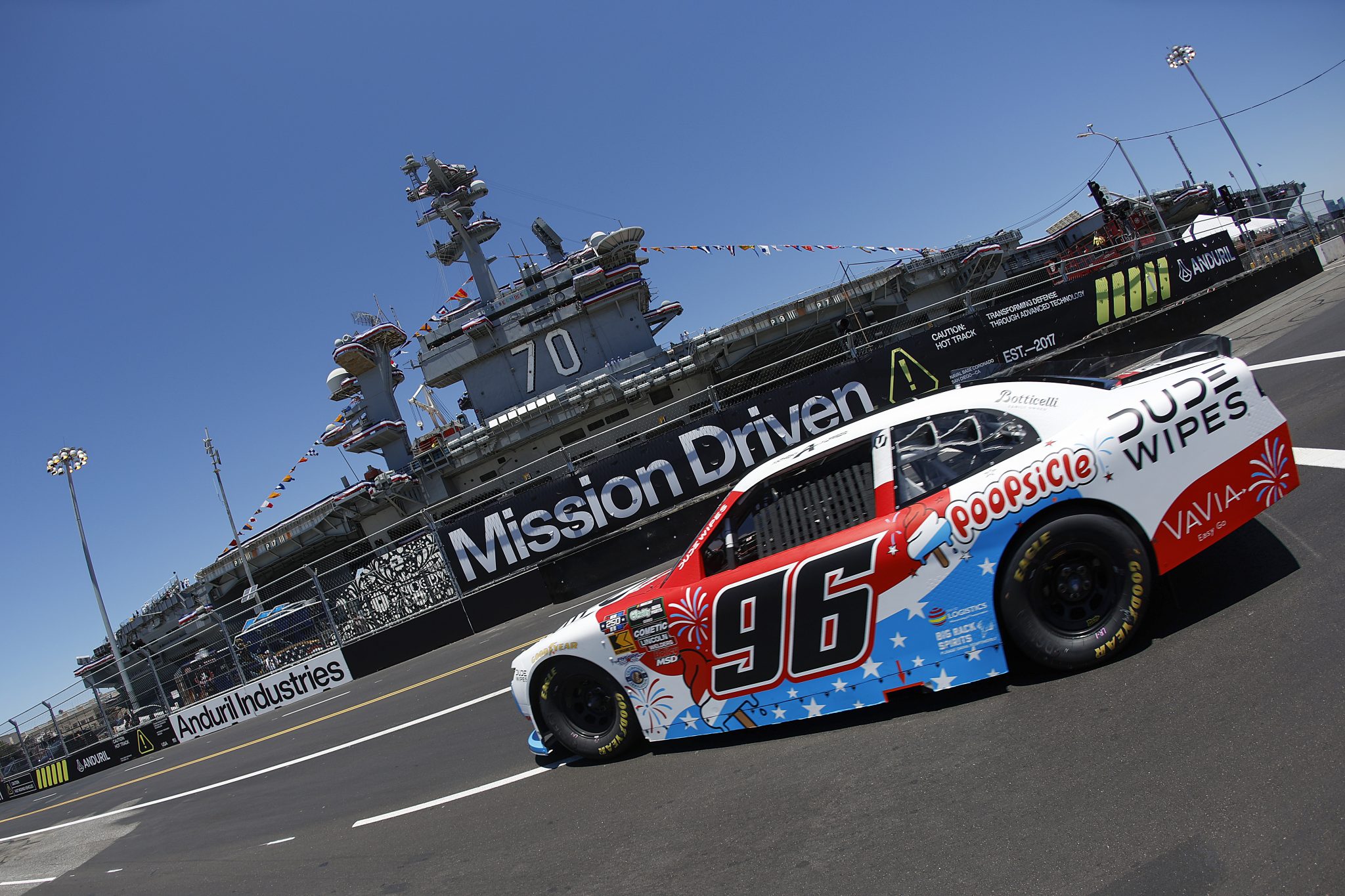 SAN DIEGO, CALIFORNIA - JUNE 19: Anthony Alfredo, driver of the #96 Dude Wipes Poopsicle Chevrolet, drives during practice for the NASCAR O'Reilly Auto Parts Series United Rentals Driven to Serve 250 at Naval Base Coronado on June 19, 2026 in San Diego, California. (Photo by Sean Gardner/Getty Images) | Getty Images