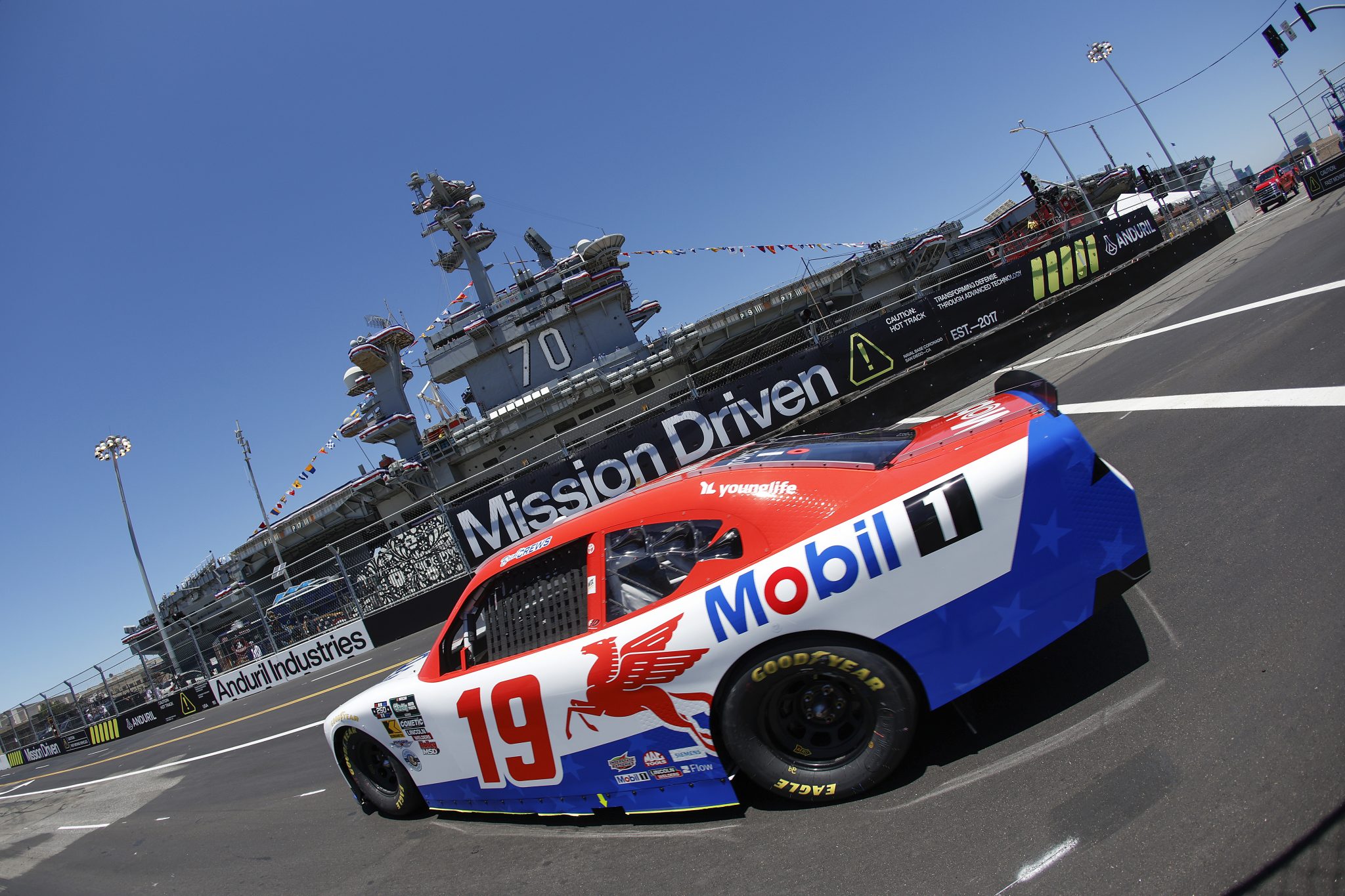 SAN DIEGO, CALIFORNIA - JUNE 19: Brent Crews, driver of the #19 Mobil 1 Toyota, drives during practice for the NASCAR O'Reilly Auto Parts Series United Rentals Driven to Serve 250 at Naval Base Coronado on June 19, 2026 in San Diego, California. (Photo by Sean Gardner/Getty Images) | Getty Images