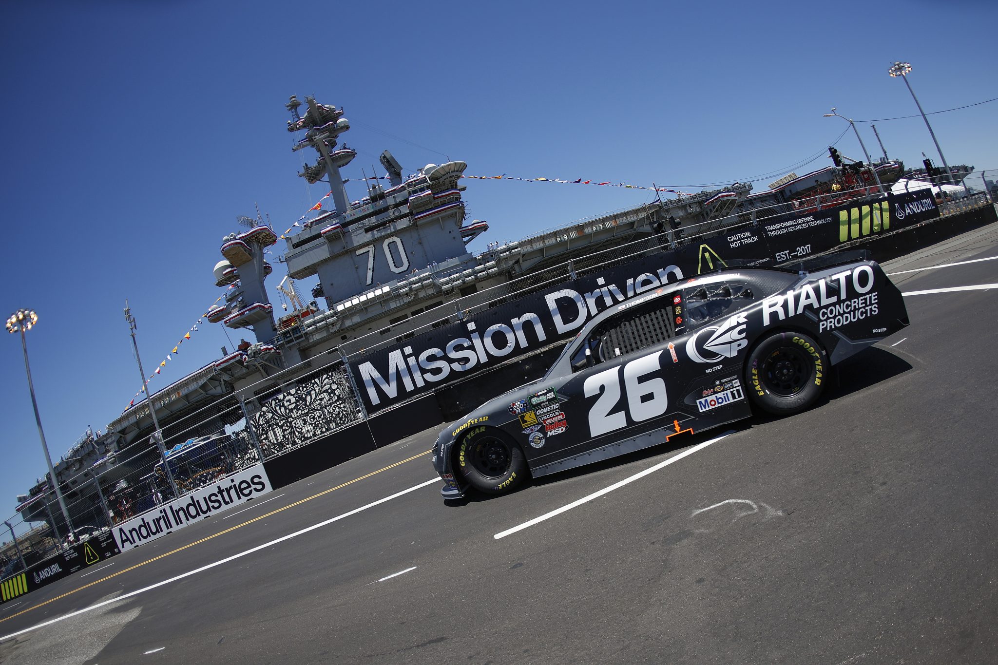 SAN DIEGO, CALIFORNIA - JUNE 19: Dean Thompson, driver of the #26 Thompson Pipe Group Toyota, drives during practice for the NASCAR O'Reilly Auto Parts Series United Rentals Driven to Serve 250 at Naval Base Coronado on June 19, 2026 in San Diego, California. (Photo by Sean Gardner/Getty Images) | Getty Images